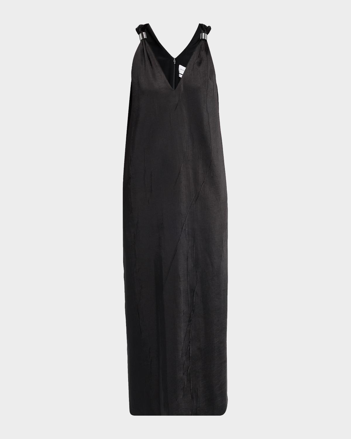 Brandon Maxwell The Keke Plunging Ring-Strap Maxi Dress