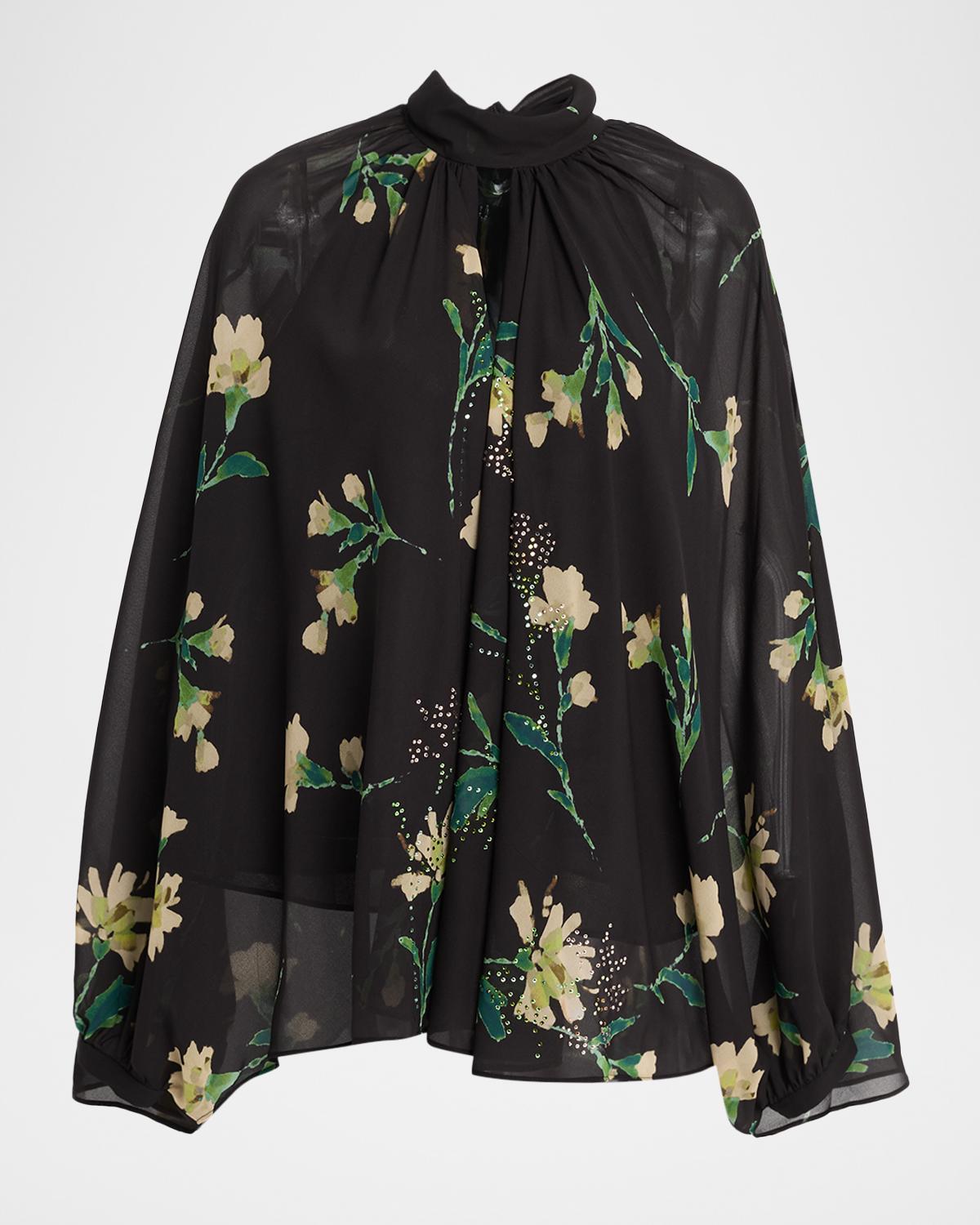 Ungaro Alana Embellished Floral-Print Blouse