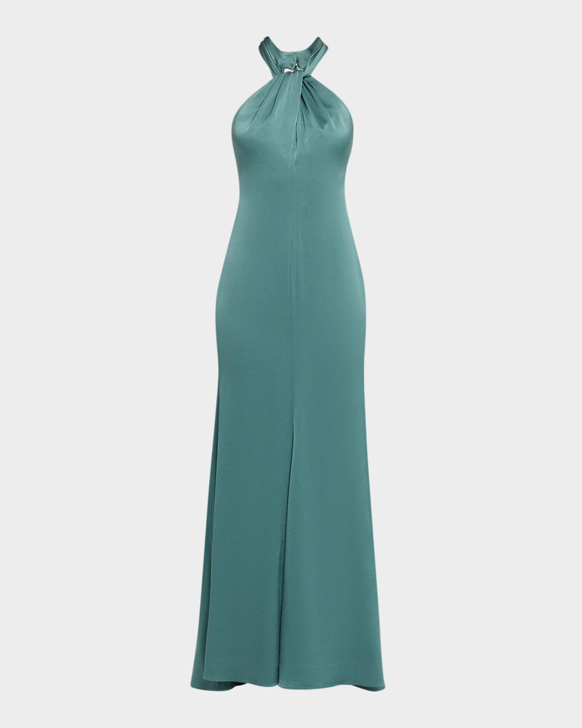 Ungaro Wilde Twist-Front Halter Maxi Dress