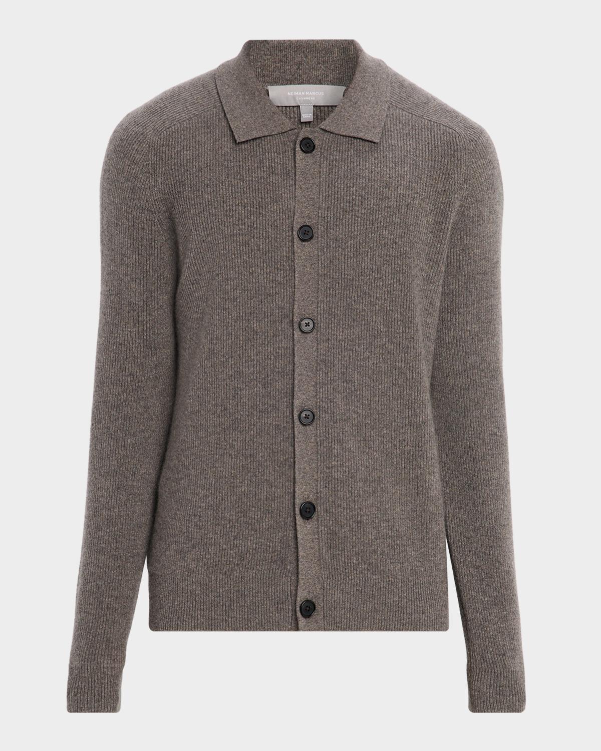 Neiman Marcus Men's Cashmere Rib Knit Overshirt