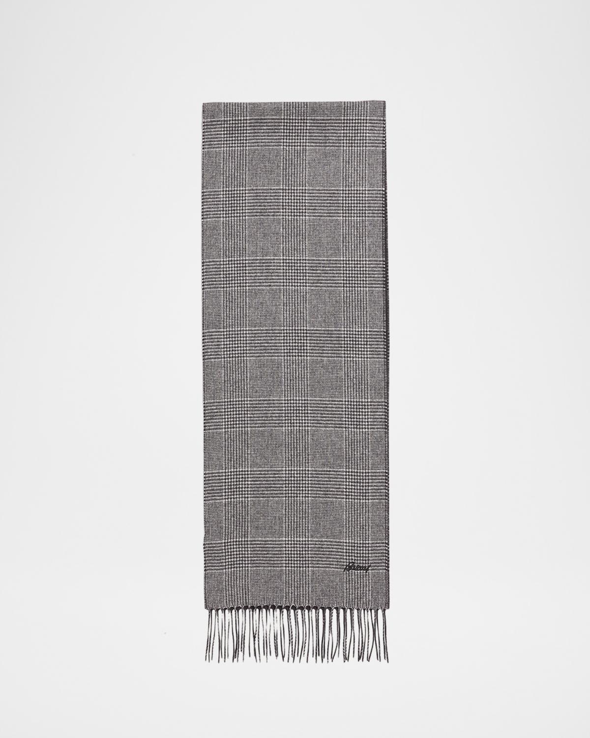 Brioni Men's Silk and Cashmere Double-Face Houndstooth Plaid Scarf