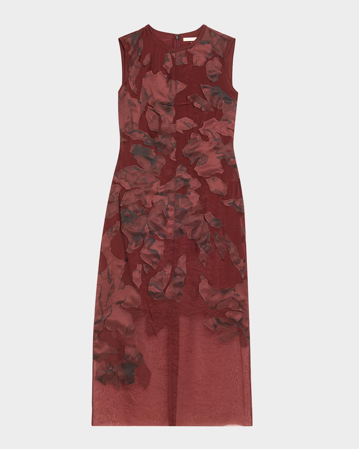 Jason Wu Collection Printed Applique Sleeveless Midi Dress