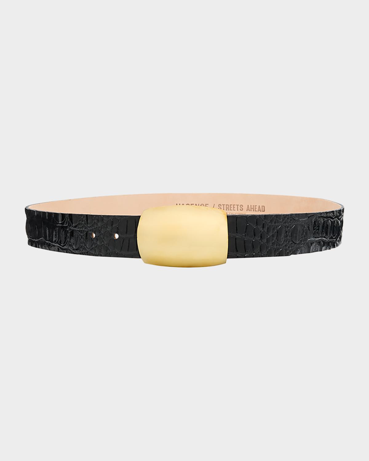 Milou Croc-Embossed Leather Belt