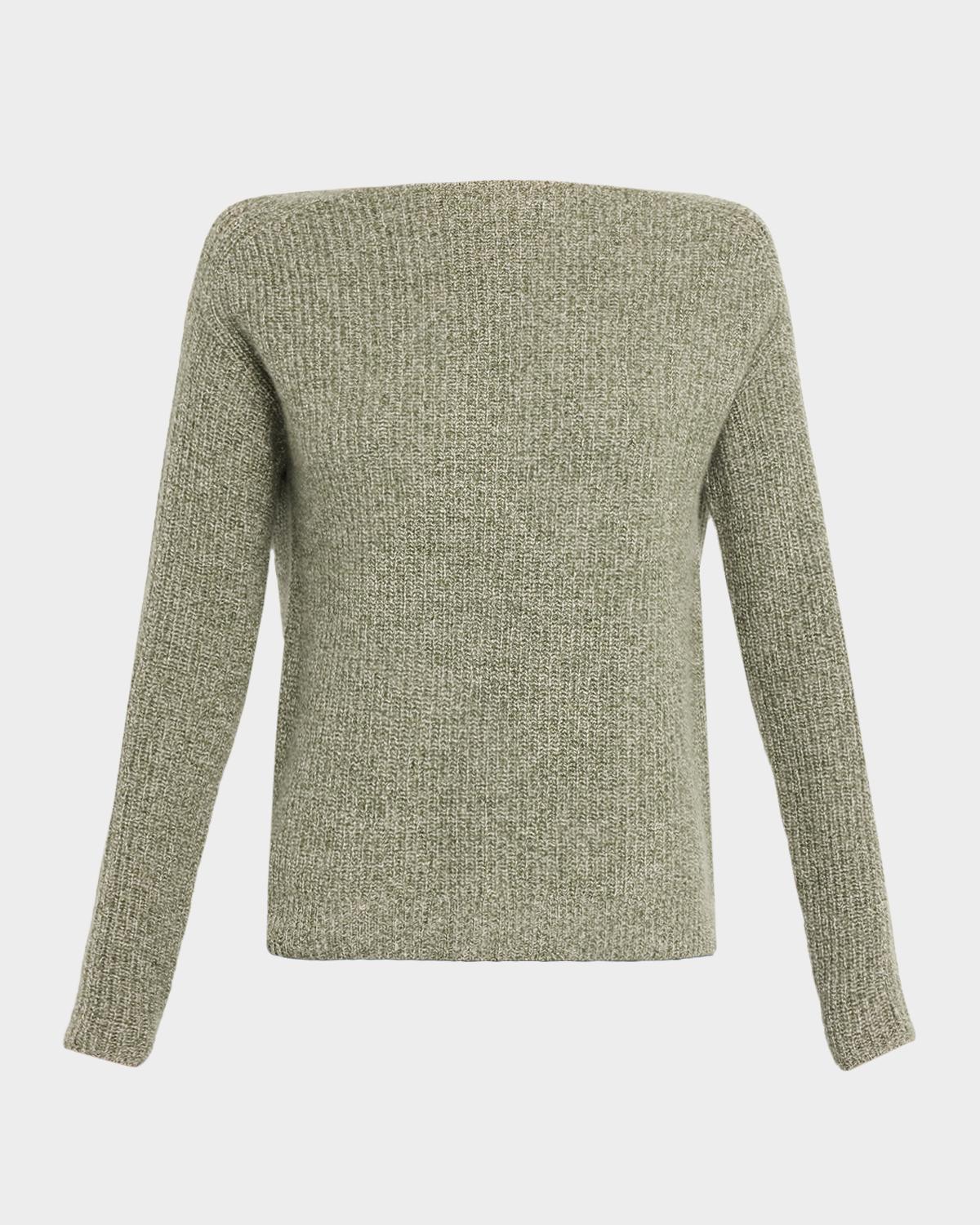 Neiman Marcus Cashmere Collection Cashmere Boat-Neck Shaker Rib Sweater
