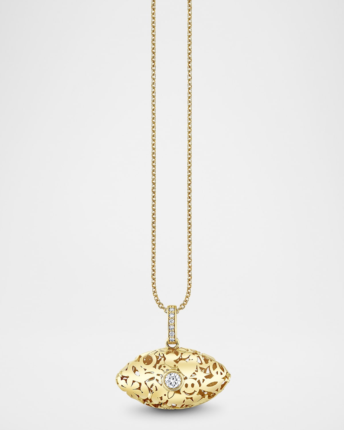 Sydney Evan 14K Icon Wallpaper Marquis Eye Charm on Cable Chain Necklace