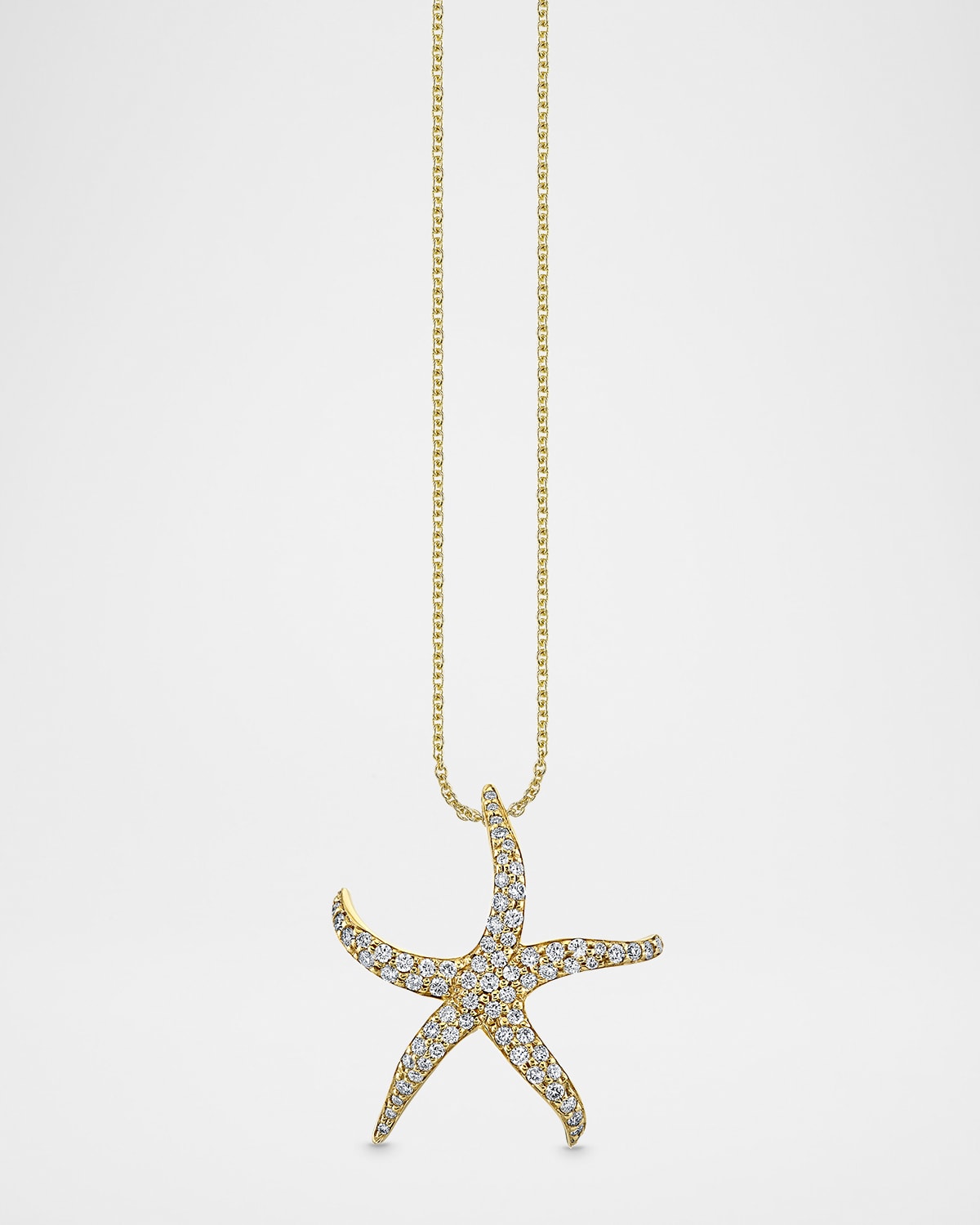 Sydney Evan 14K Pave Large Starfish Pendant on Cable Chain Necklace