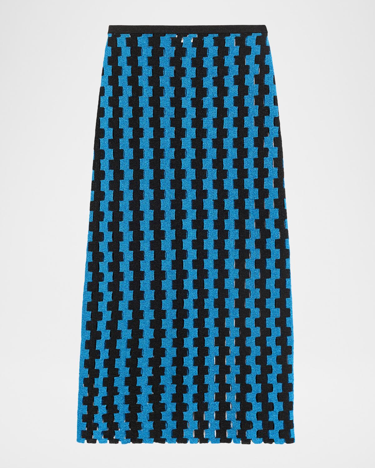 ZANKOV Marshall Metallic Open-Knit Maxi Skirt