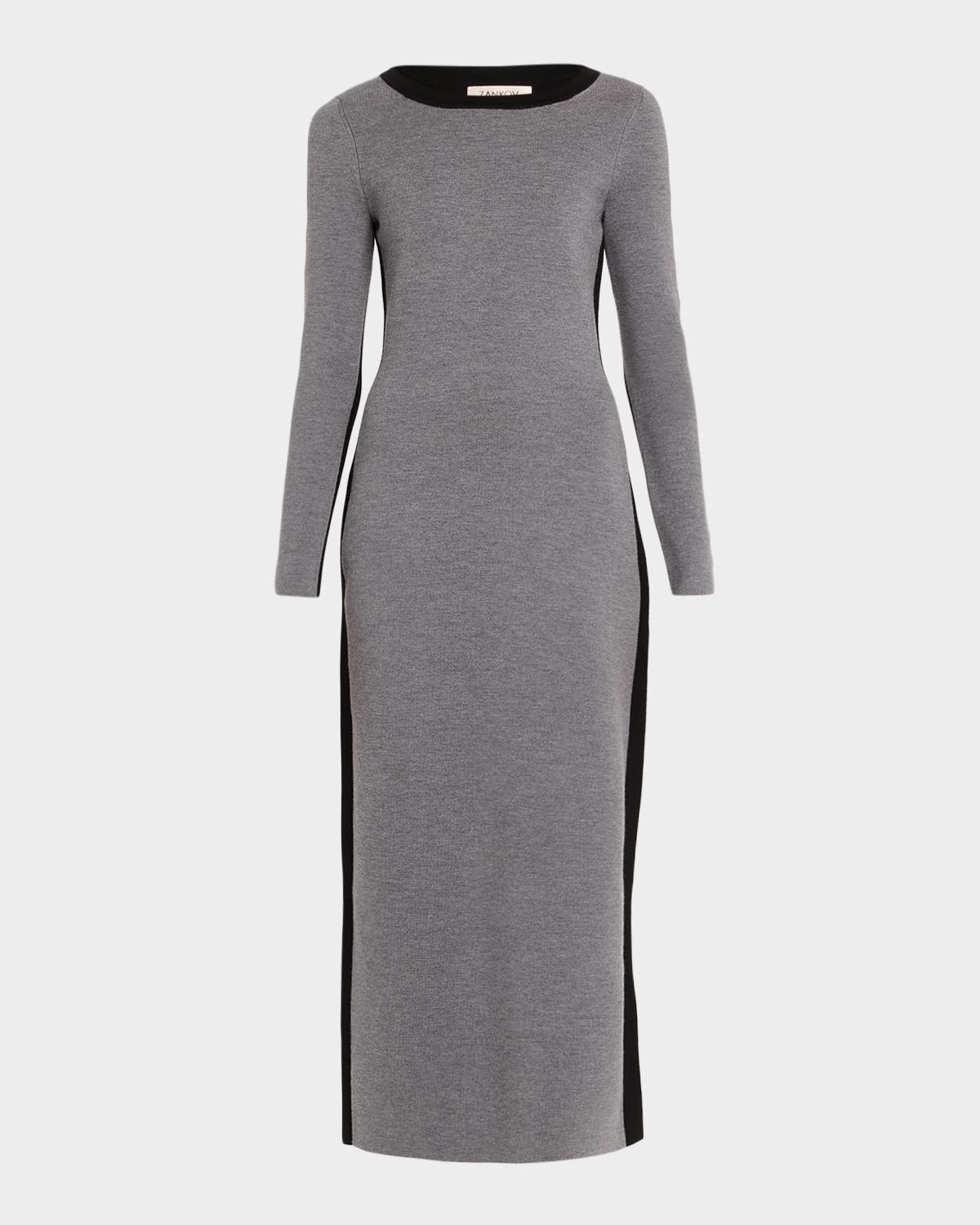ZANKOV Angie Colorblock Long-Sleeve Ankle Dress