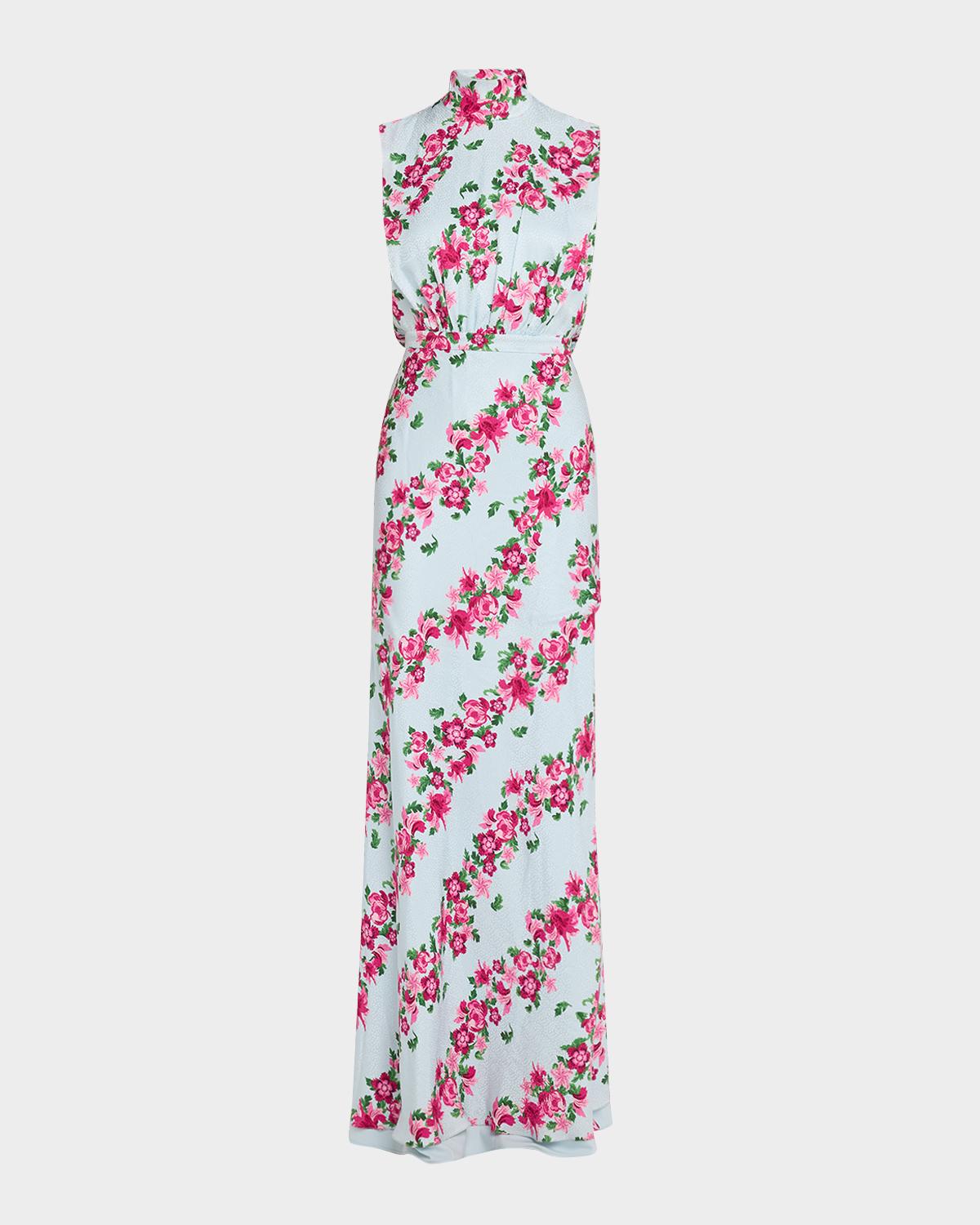 Saloni Fleur Printed High-Neck Dress