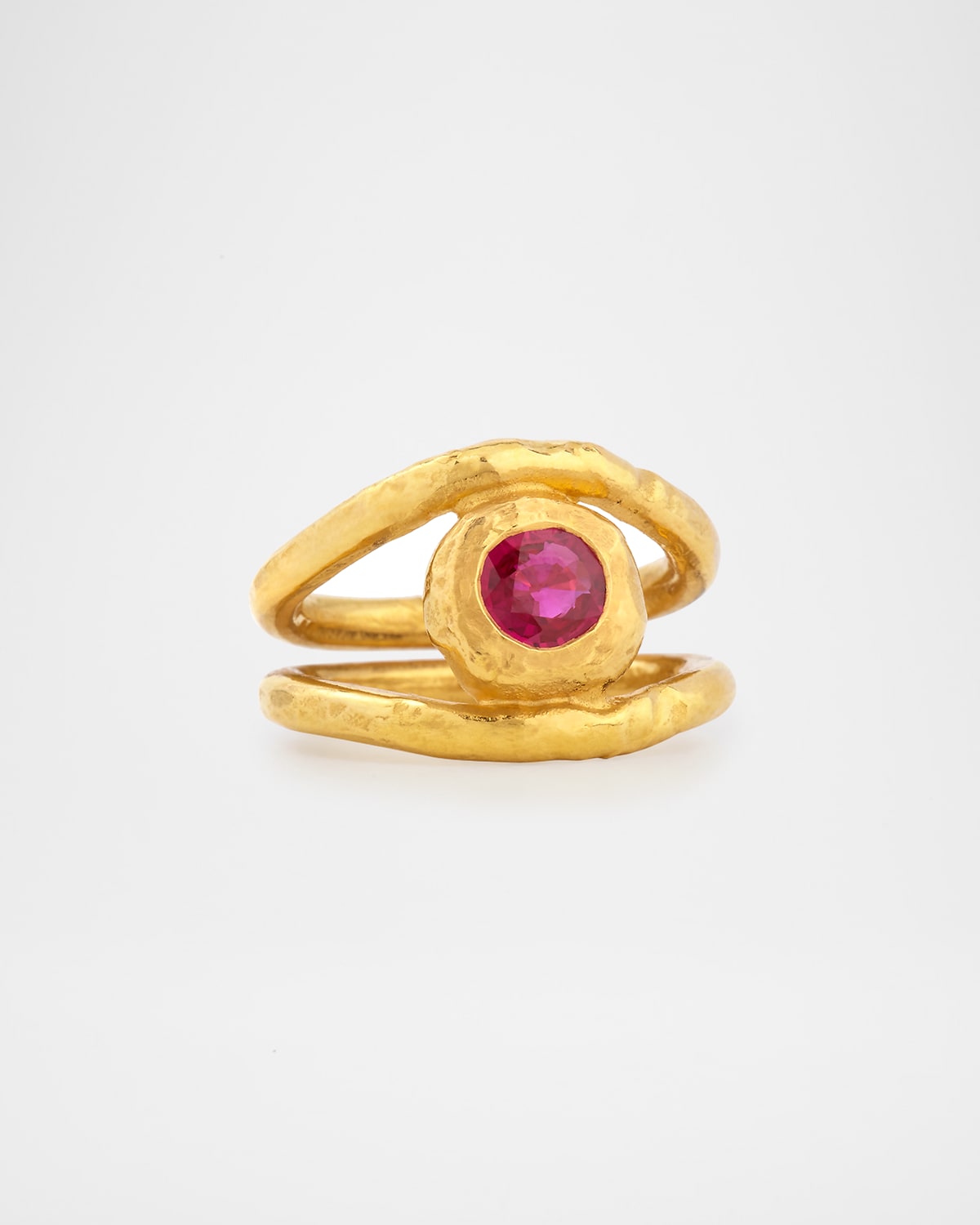 Jean Mahie Fleur 22K Gold Ruby Ring, Size 6