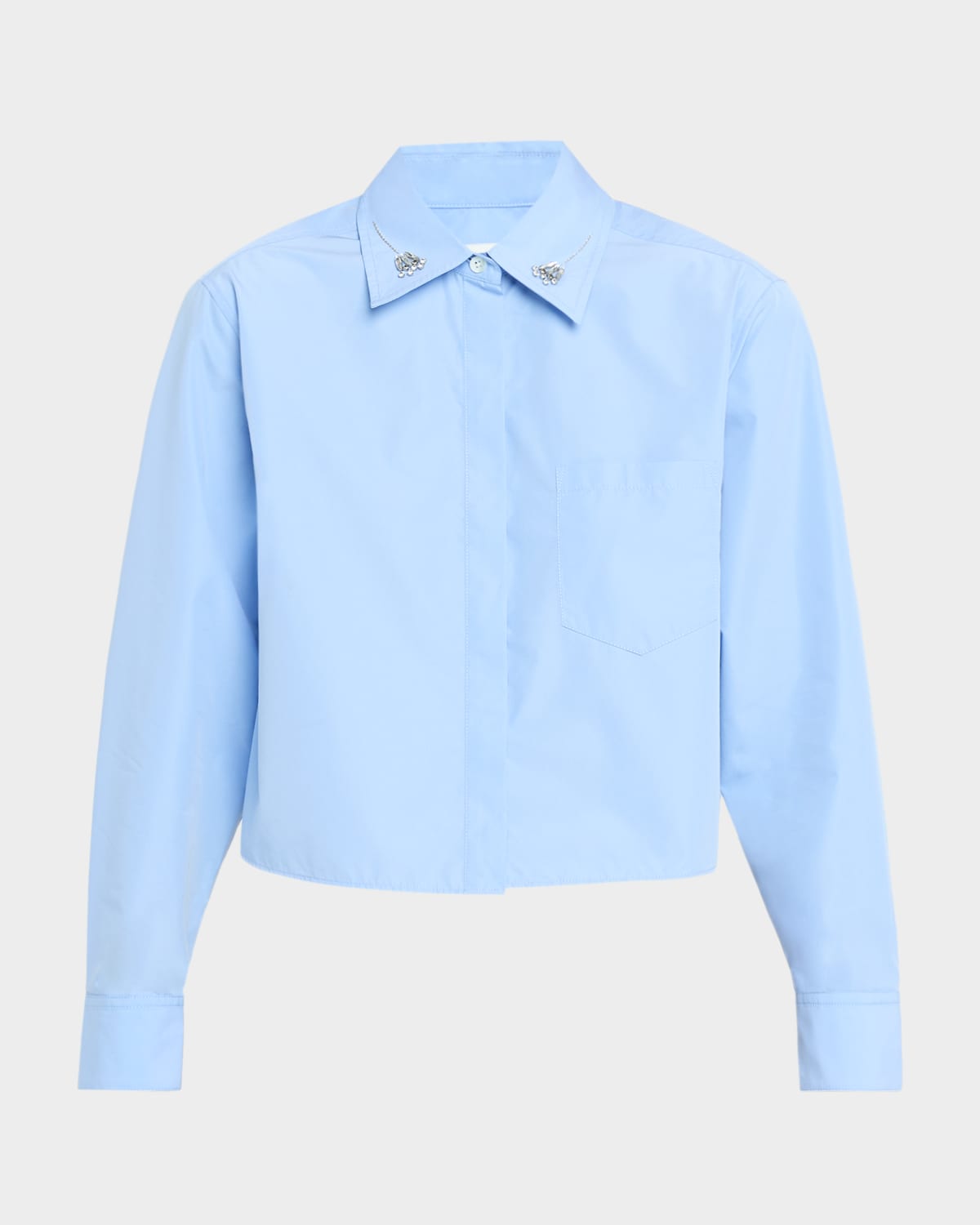 Long-Sleeve Shirt with Embellished Collar