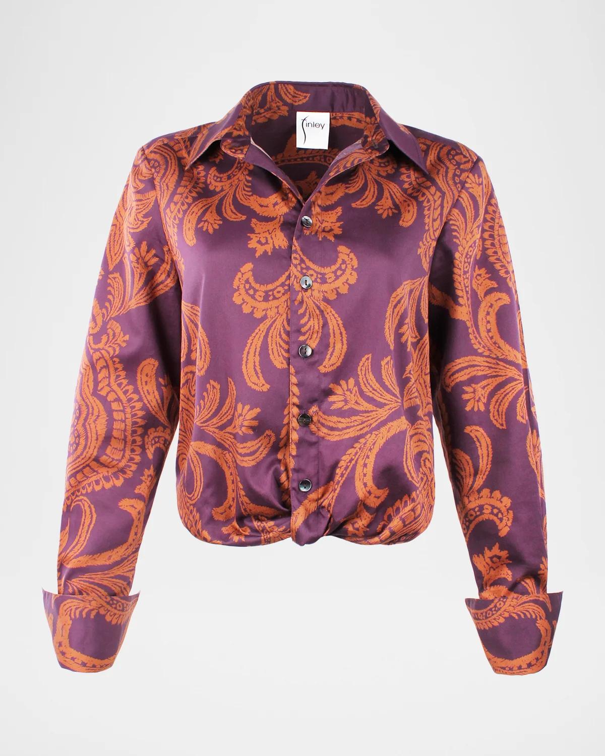 Finley Moxie Twisted Paisley-Print Shirt