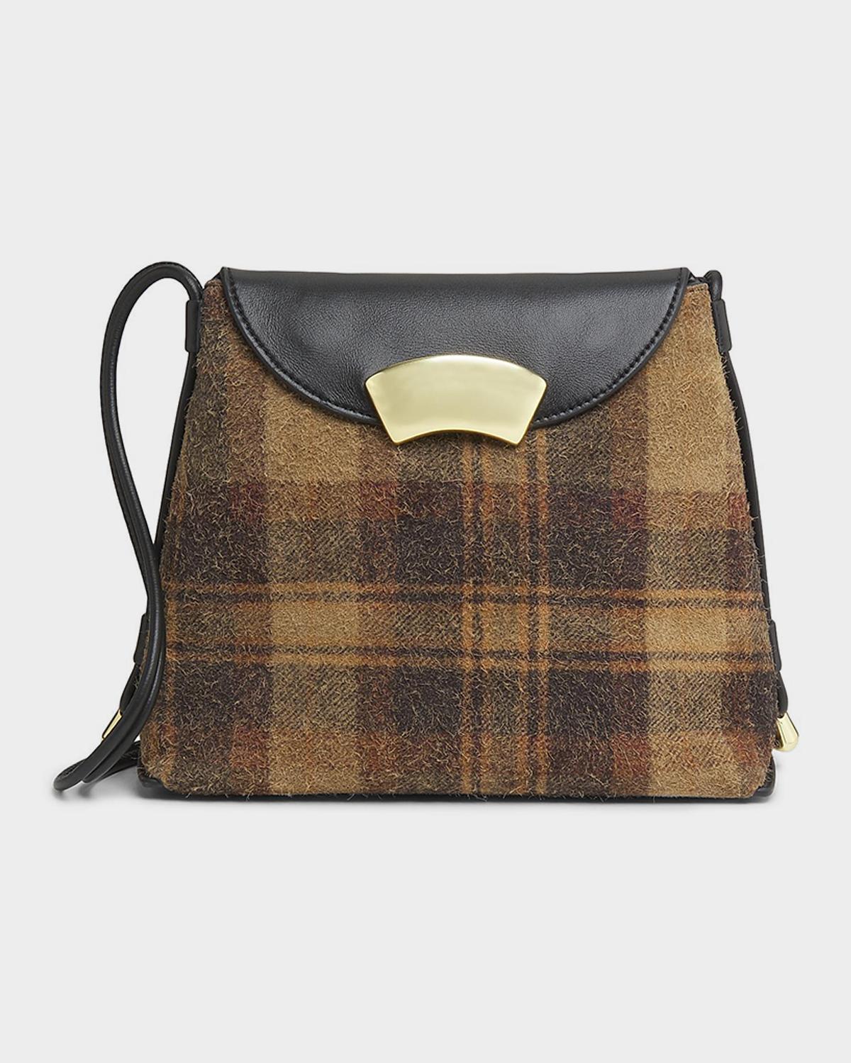 ID Petite Soft Fuzzy Suede & Leather Shoulder Bag