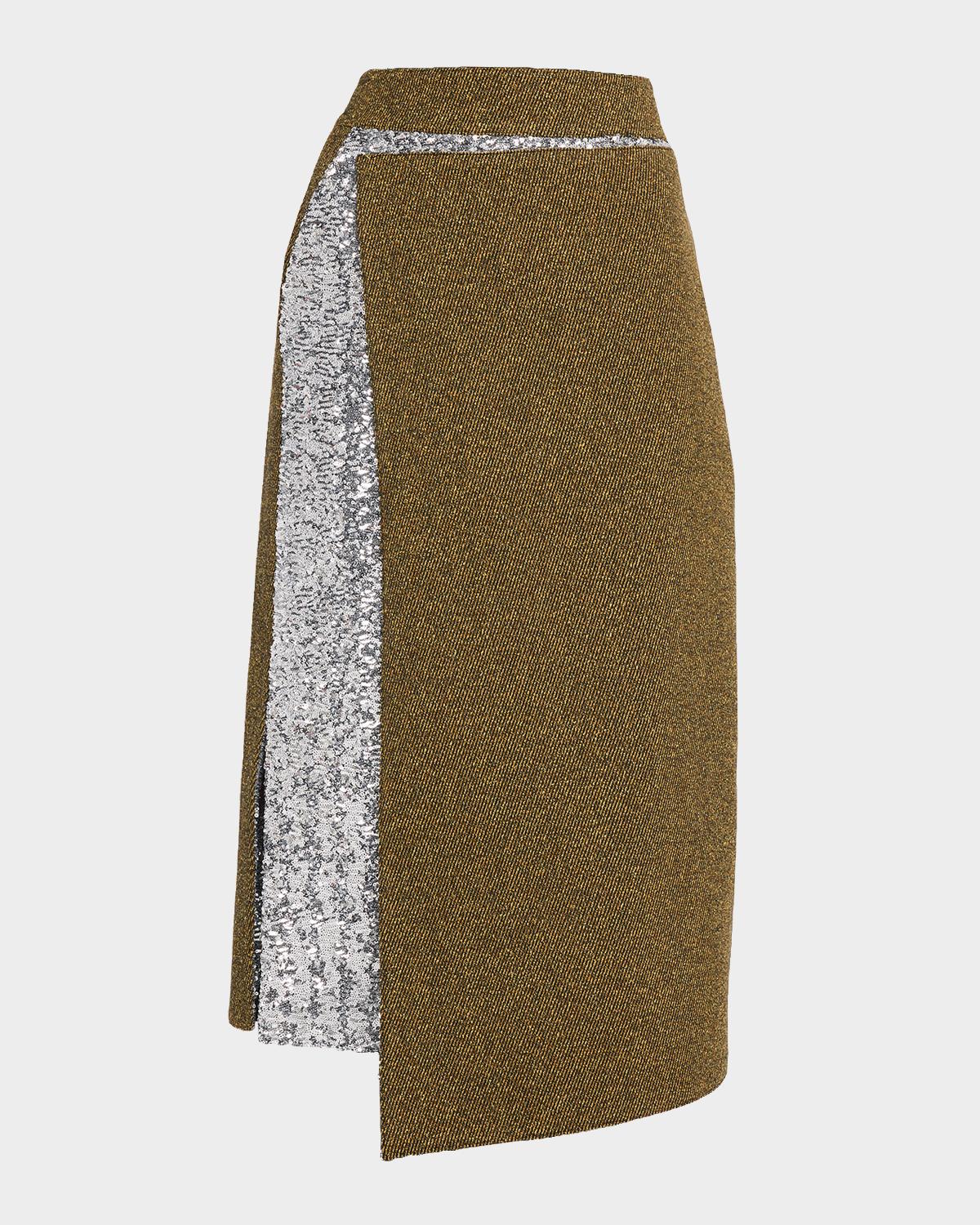 Rabanne Sequined Tweed Combo Midi Skirt