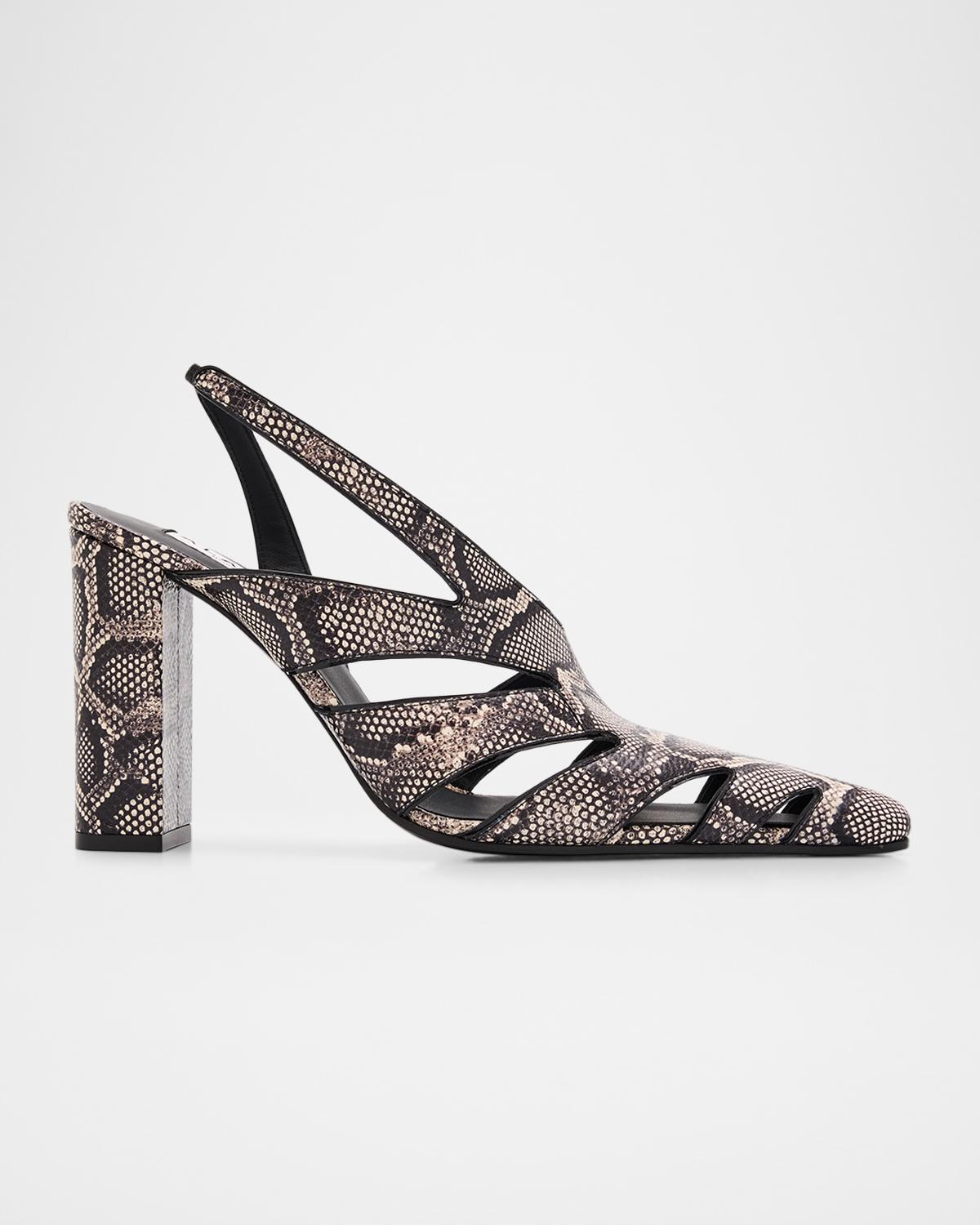 ALAÏA Snakeskin Leather Cutout Slingback Pumps