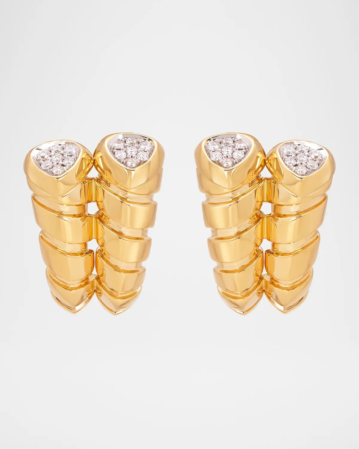 18K Yellow Gold Trisolina Double Pave Earrings