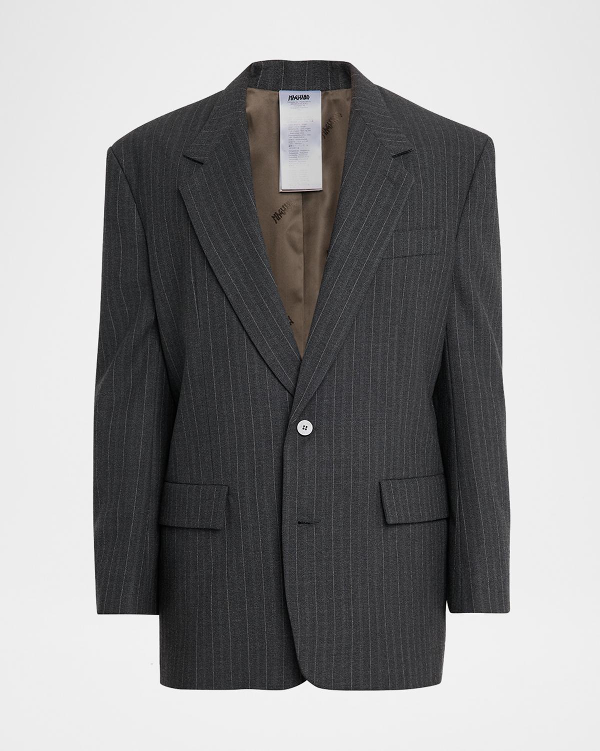 Magliano Men's Pinstripe Wool-Blend Two-Button Jacket