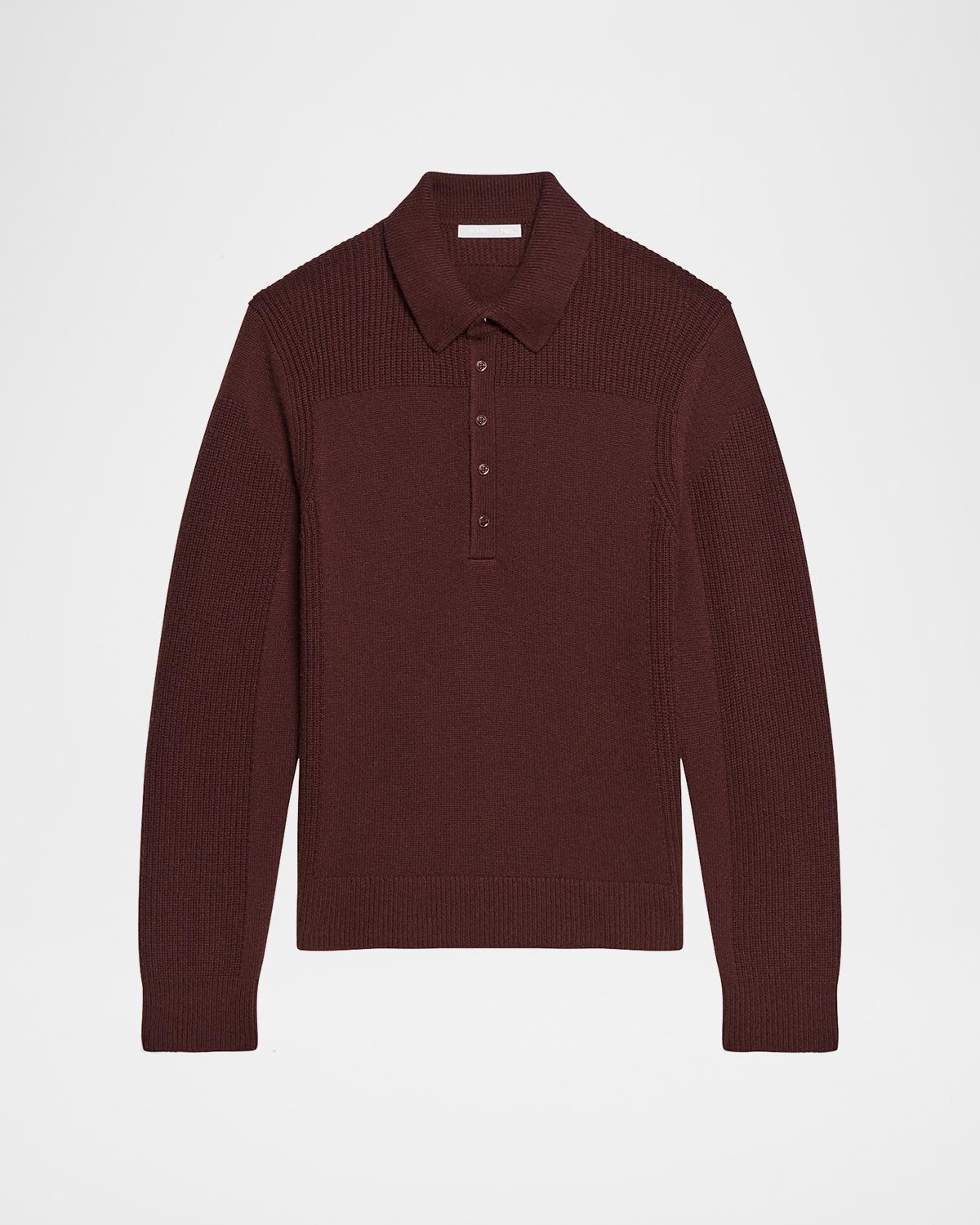 Helmut Lang Men's Wool Knit Polo Sweater