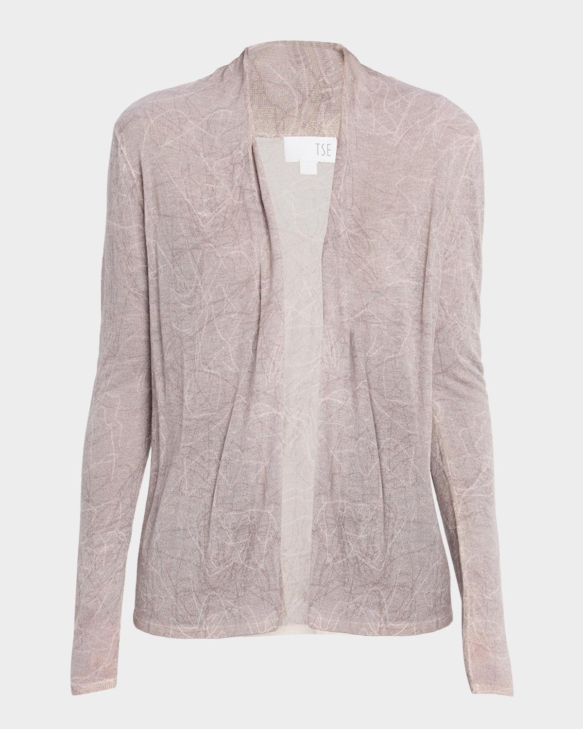 TSE Cashmere Cashmere Abstract-Print Open Cardigan