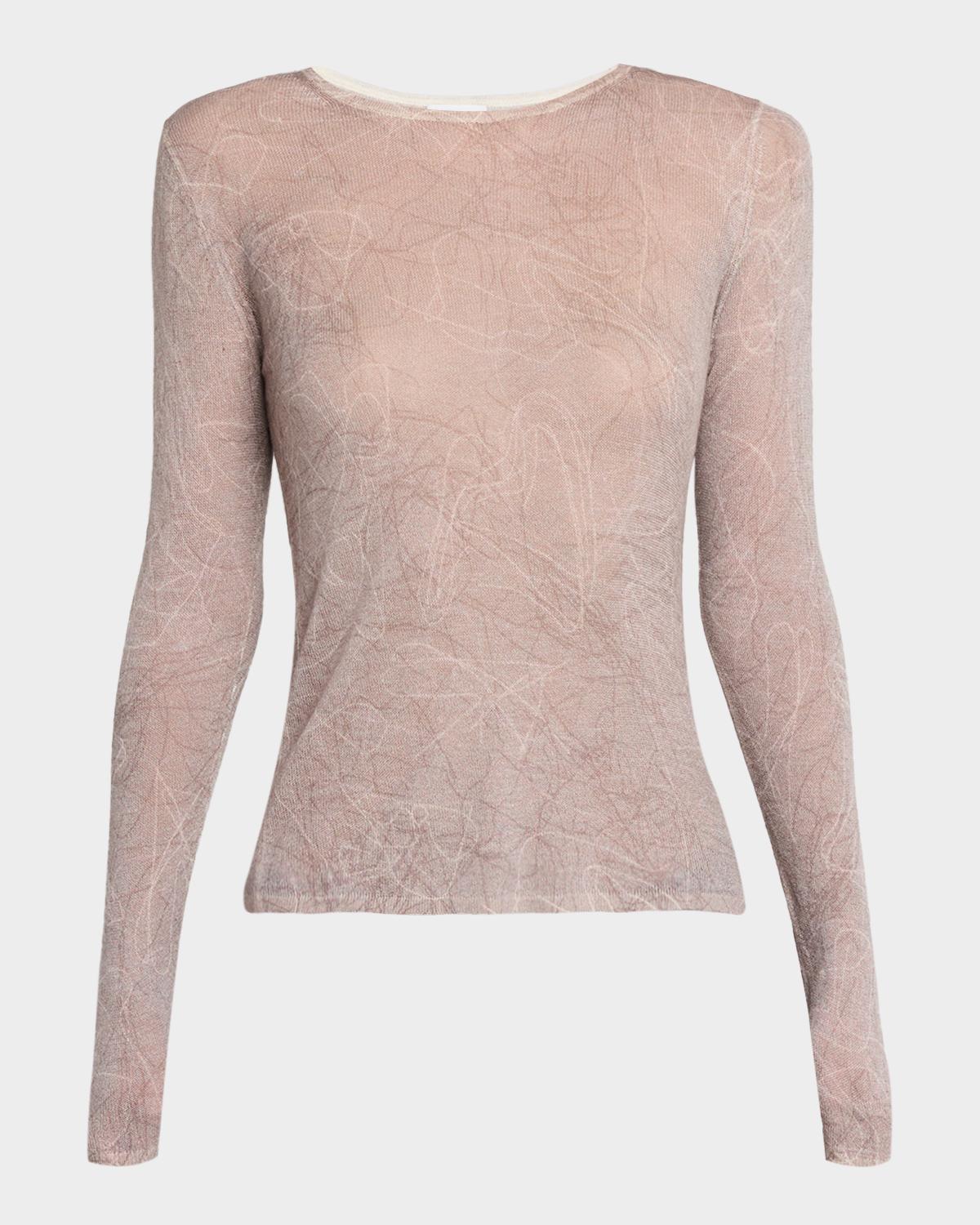 TSE Cashmere Cashmere Sheer Abstract-Print Top