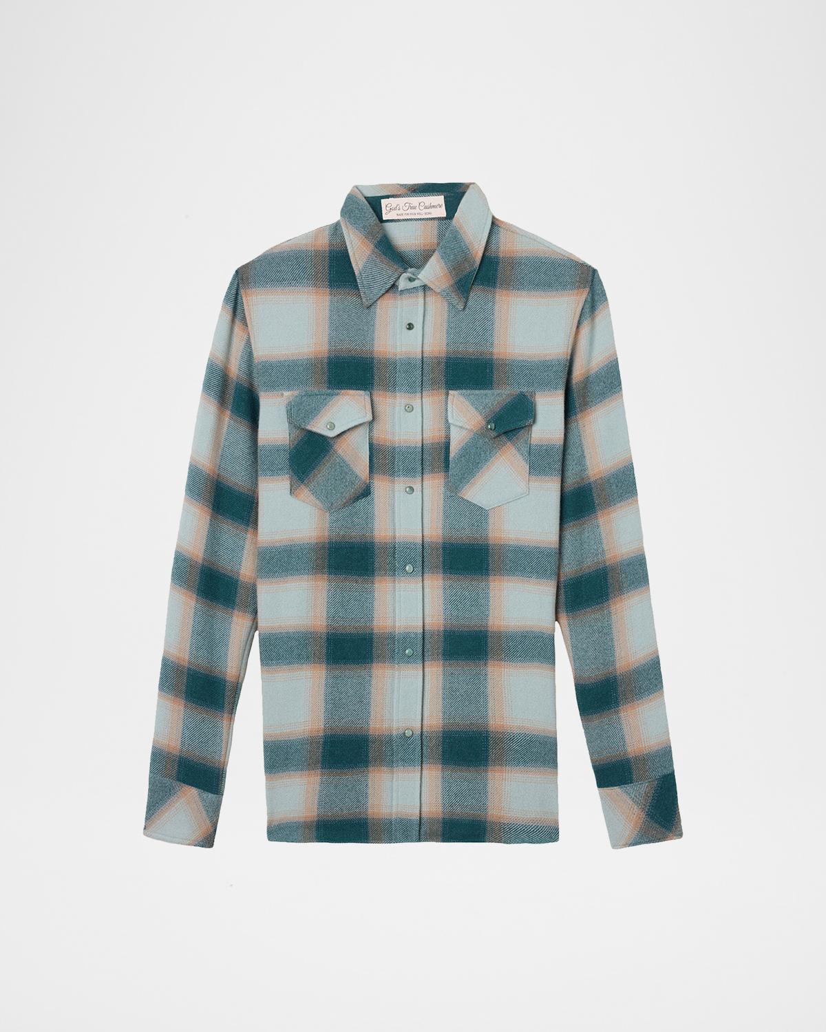 God's True Cashmere Cashmere Plaid Two-Pocket Button-Down Shirt