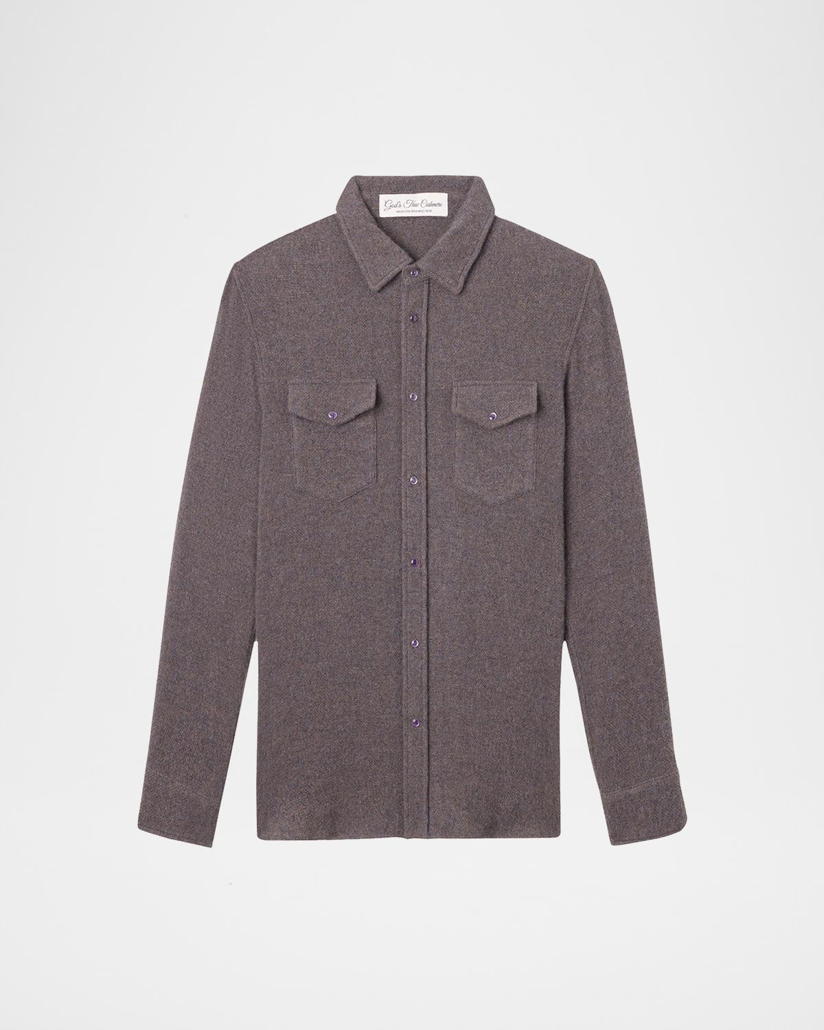 God's True Cashmere Cashmere Two-Pocket Amethyst Button-Down Shirt