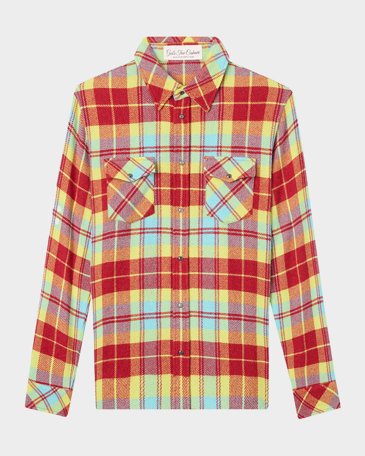 God 's True Cashmere Men 's Cashmere Tartan Two-Pocket Button-Down Shirt | Thumbnail 4 God 's True Cashmere Men 's Cashmere Tartan Two-Pocket Button-Down Shirt | Thumbnail 4