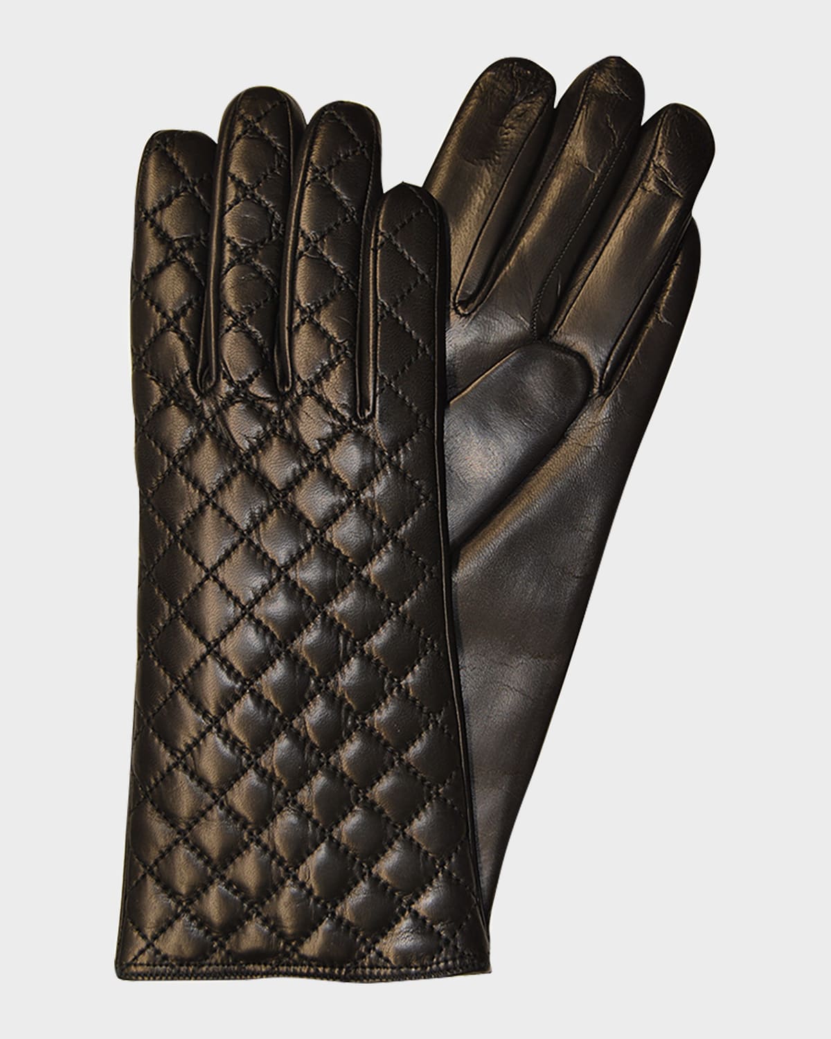 Guanti Giglio Fiorentino Quilted Leather Gloves W/ Cashmere-lining In Black