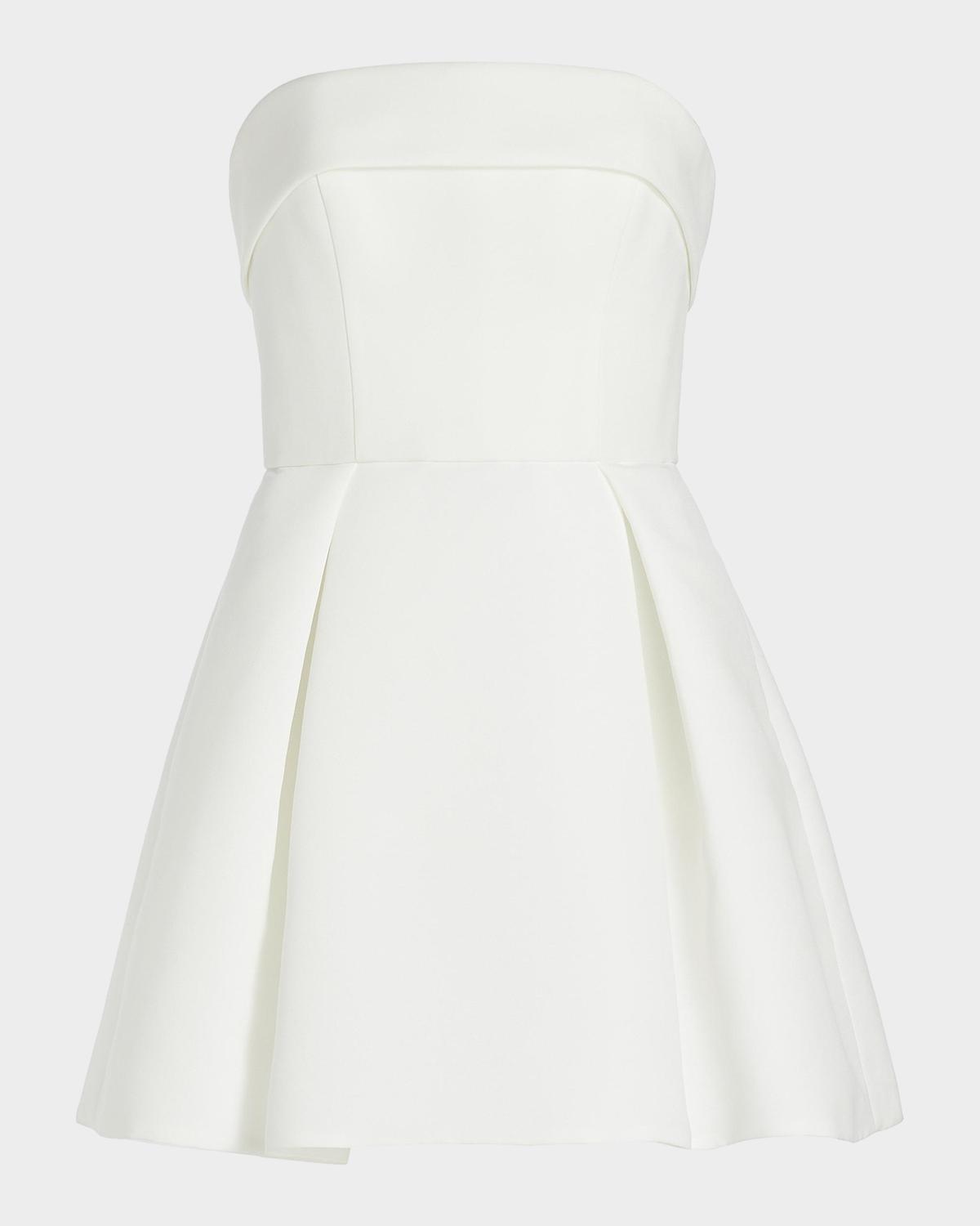 Amsale Pleated Faille Strapless Mini Dress