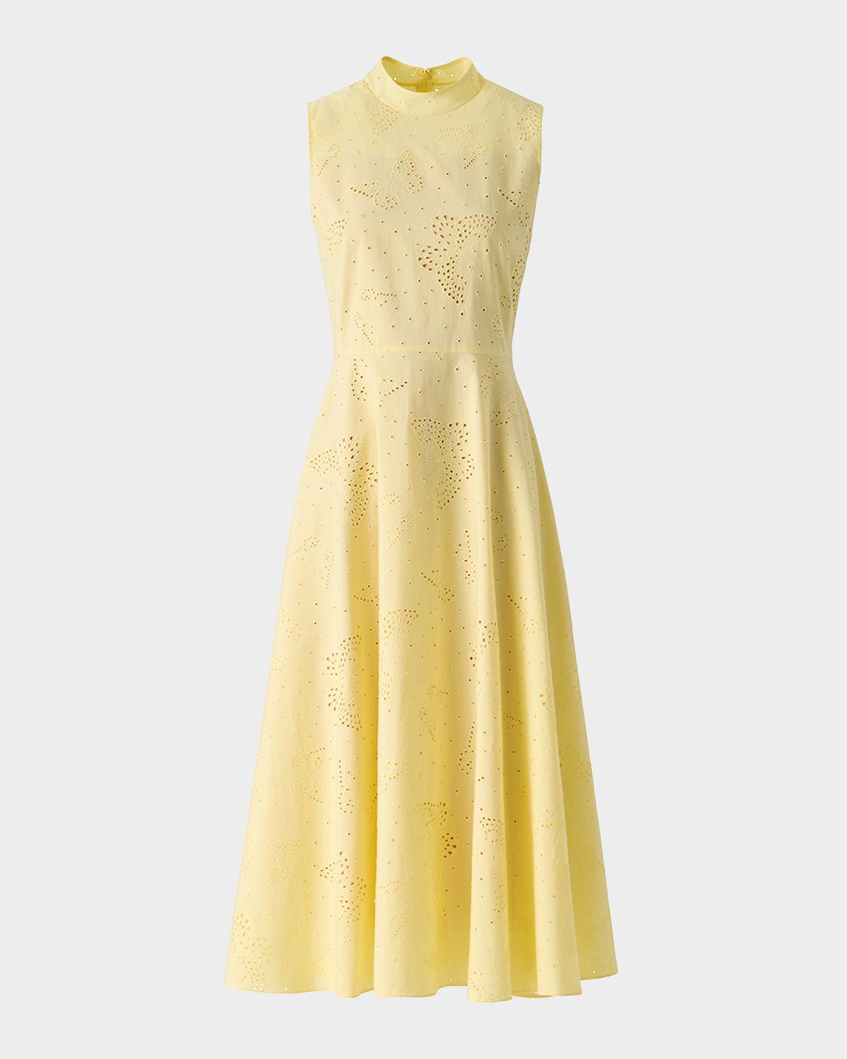 Akris Butterfly Broderie Anglaise Sleeveless Midi Dress