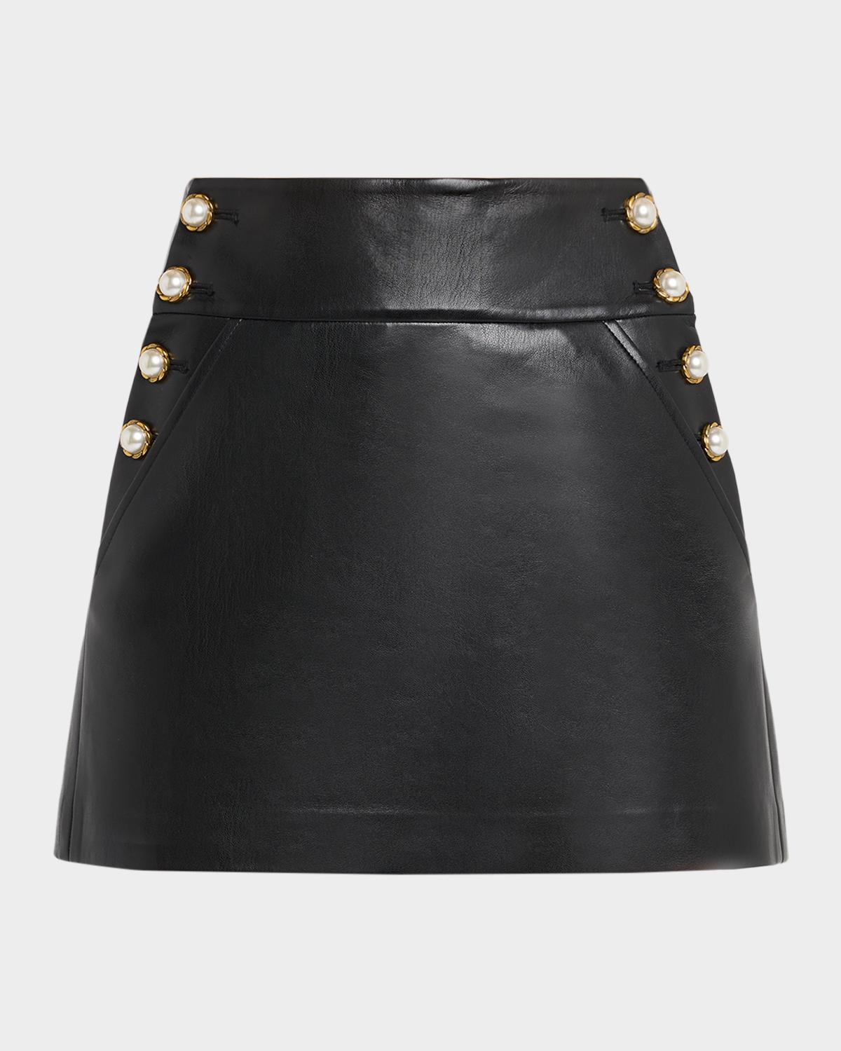 ALICE + OLIVIA Donald Vegan Leather Mini Skirt