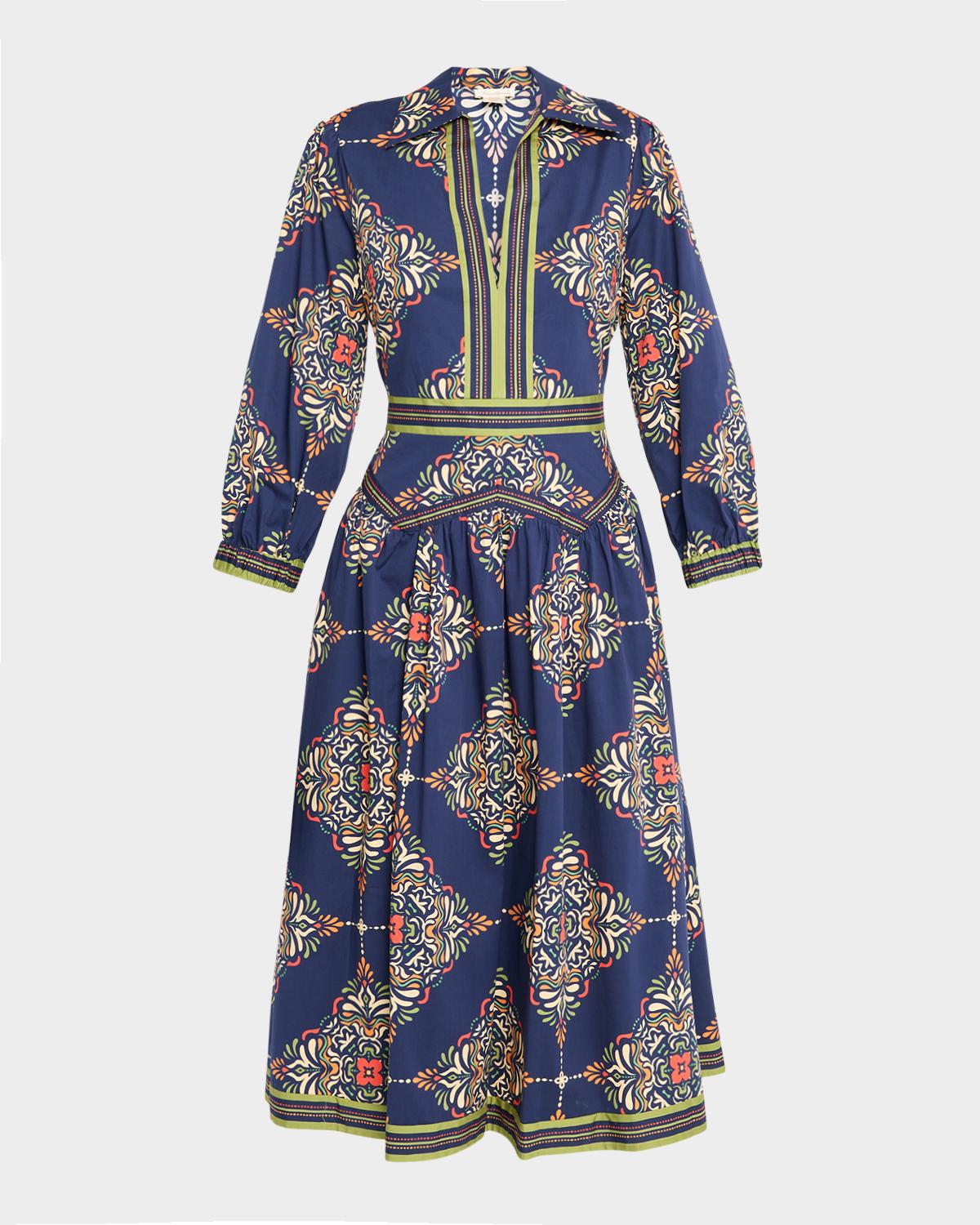 Shoshanna Lola Medallion-Print Midi Shirtdress