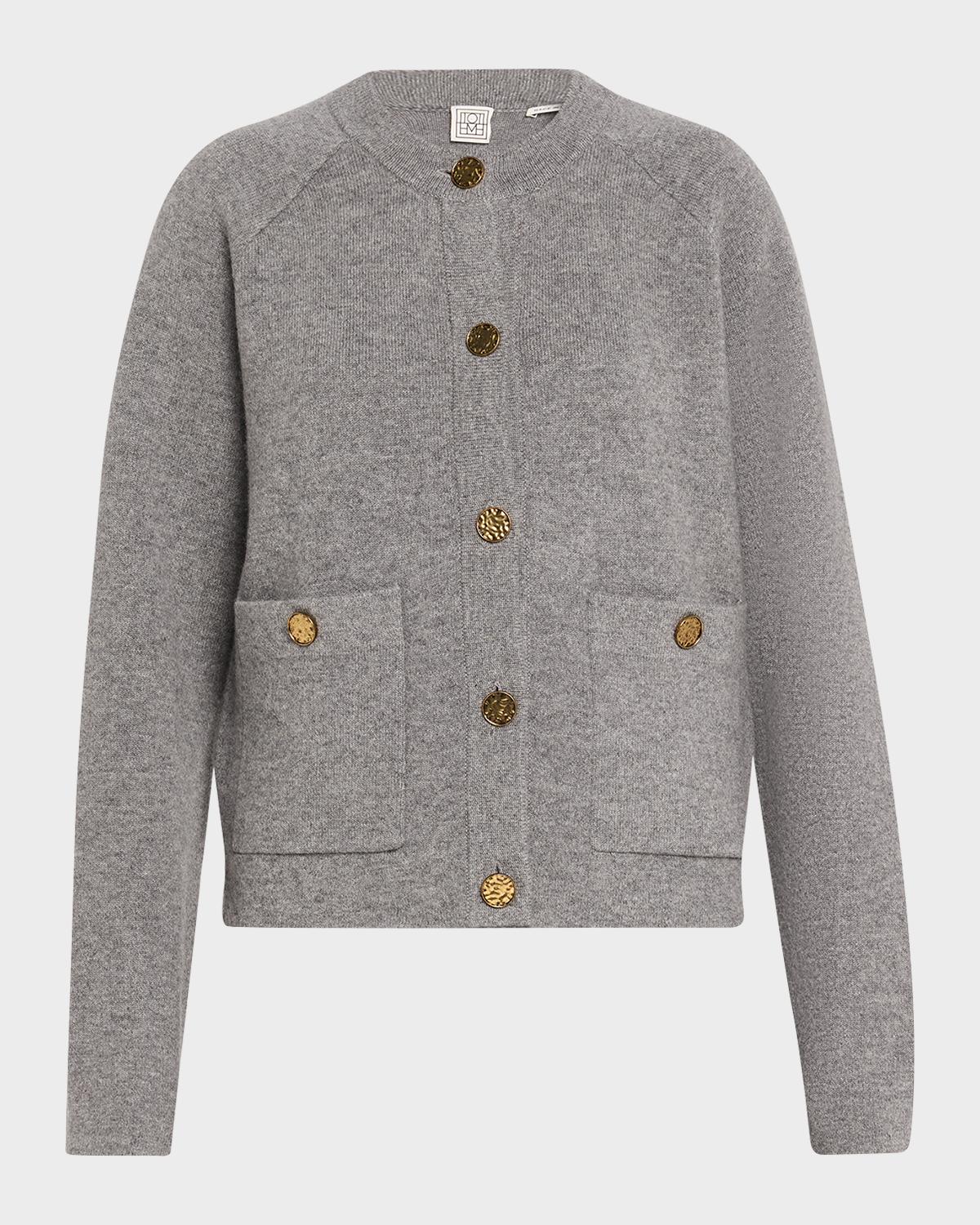 Toteme Cashmere-Wool Hammered Button Cardigan