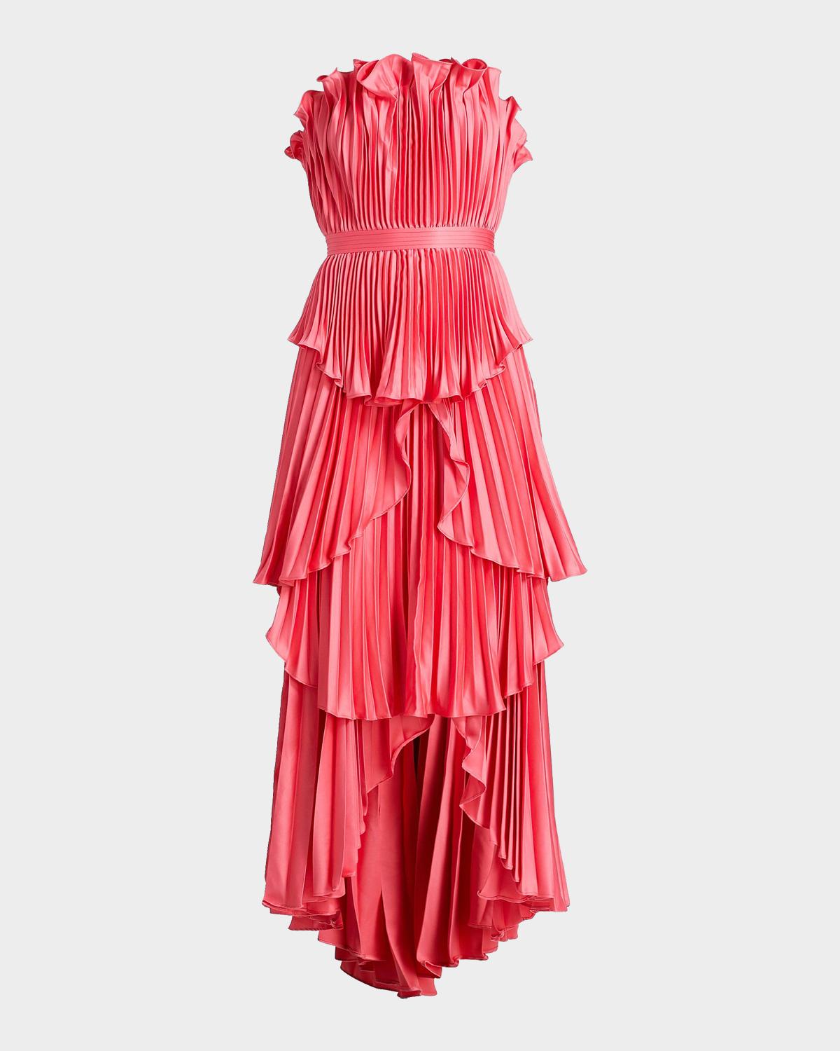 AMUR Janey Tiered Shell Strapless Gown