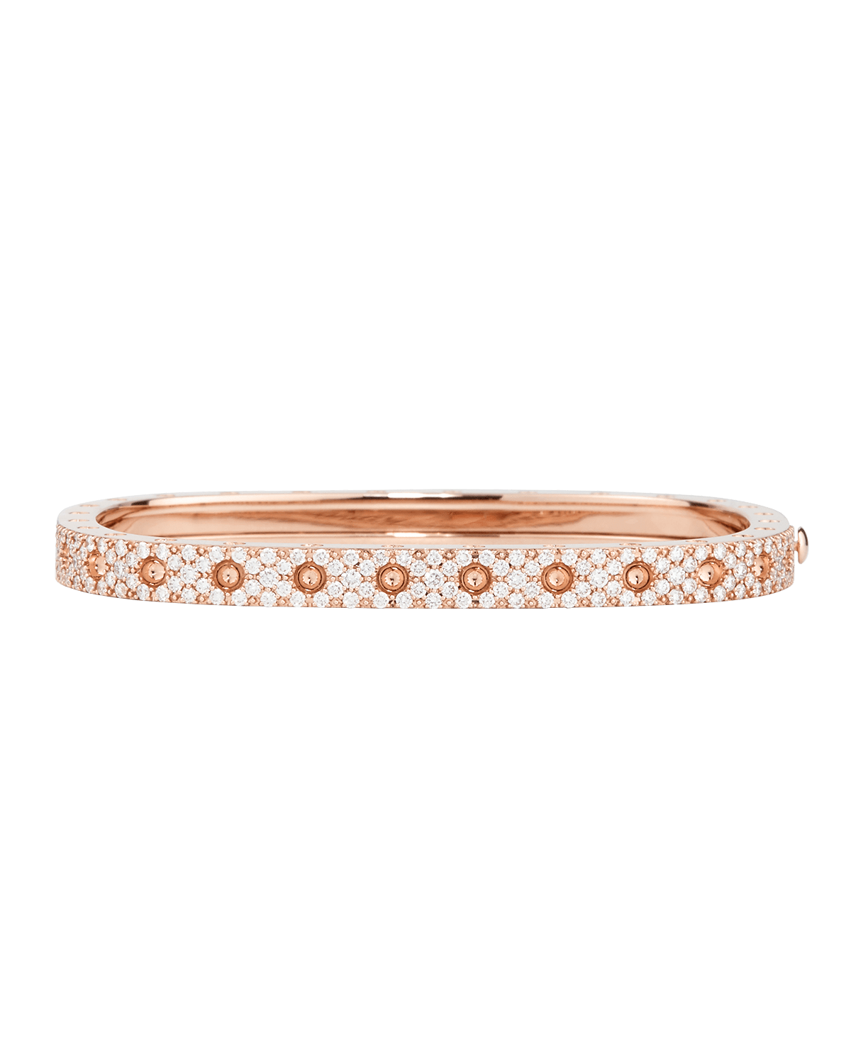 Roberto Coin Pois Moi Rose Gold Single-Row Diamond Bangle, Size S