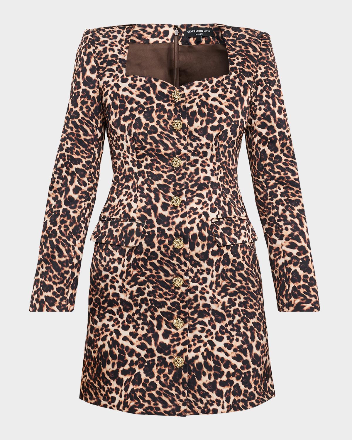 Generation Love Odelia Leopard Satin Mini Dress