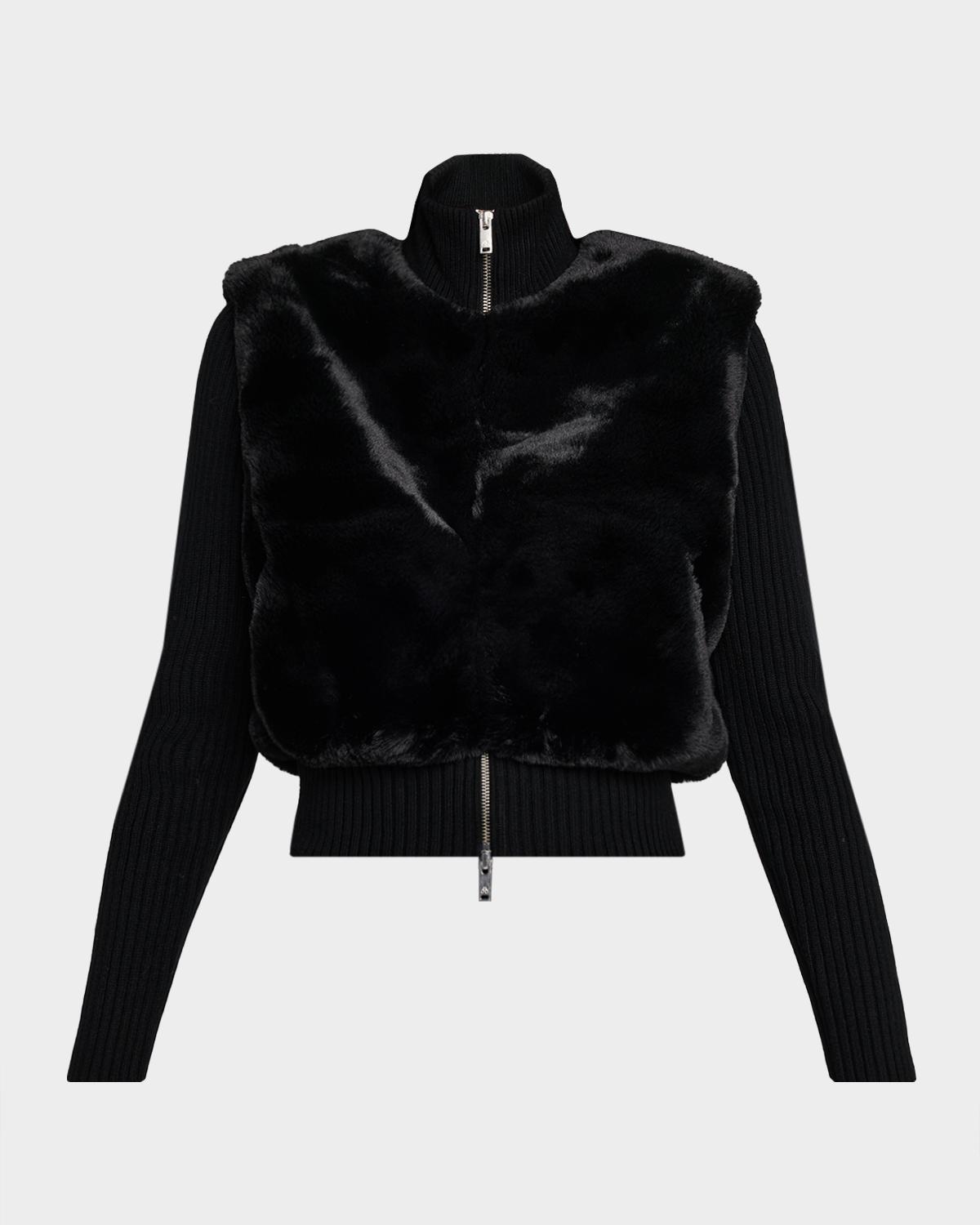 Moose Knuckles Dua Bunny Faux Fur Sweater Jacket