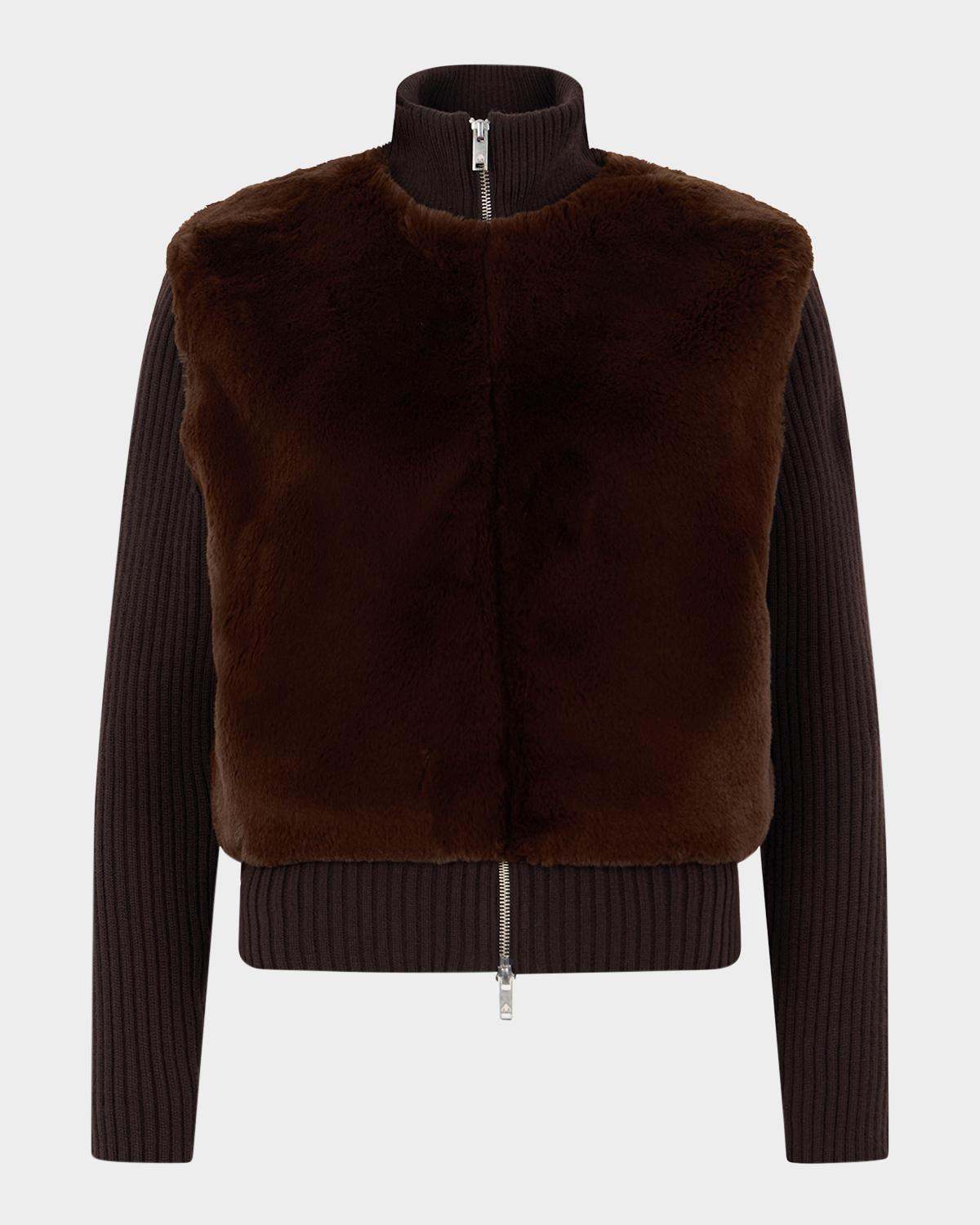 Moose Knuckles Dua Bunny Faux Fur Sweater Jacket