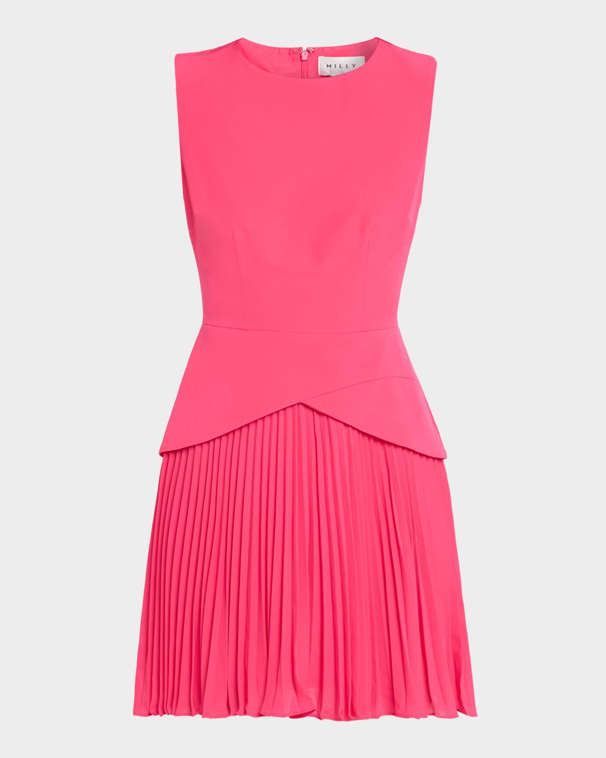 Milly Haddy Cady & Pleated Chiffon Mini Dress