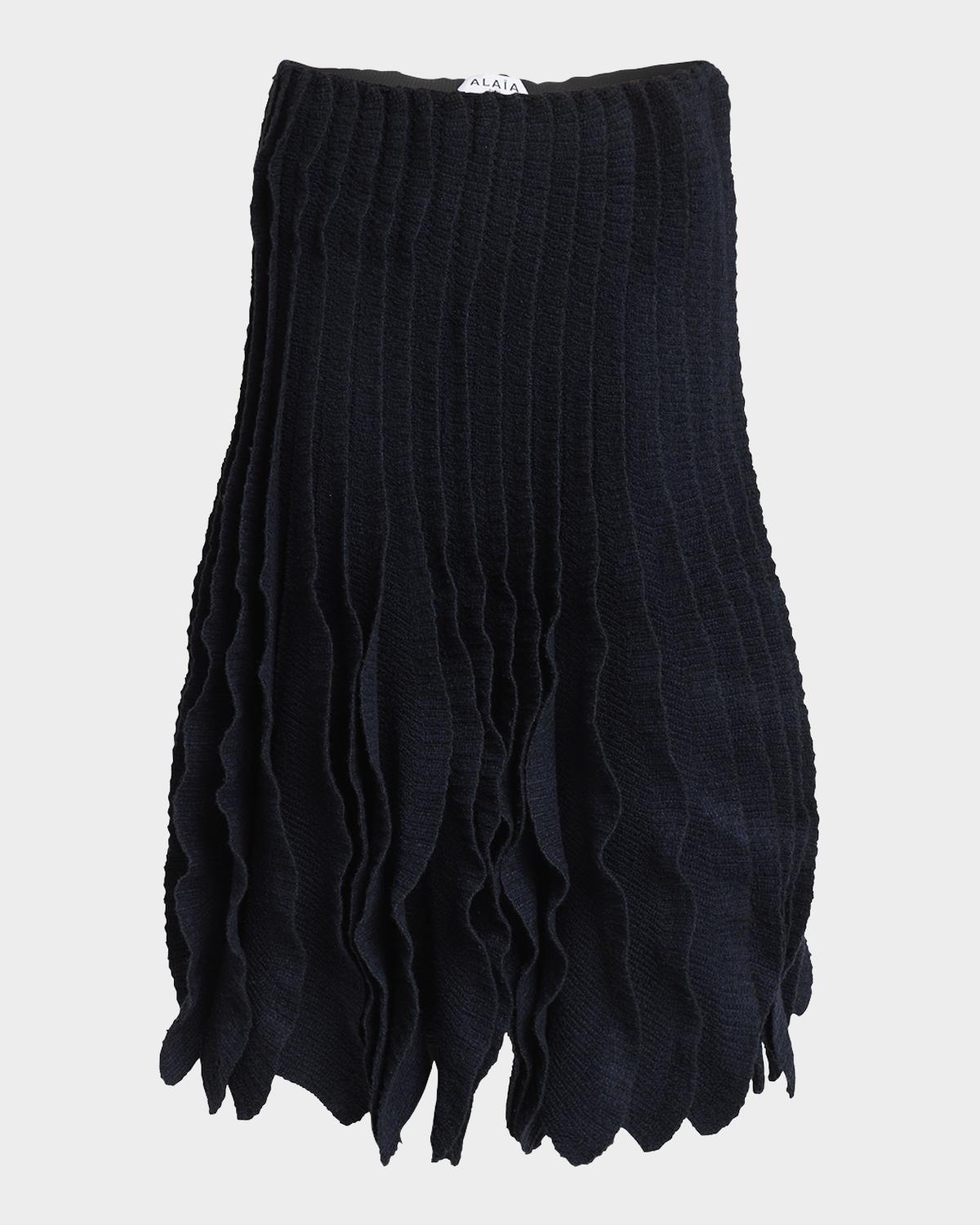 ALAÏA Tweed Knit Frills Skirt