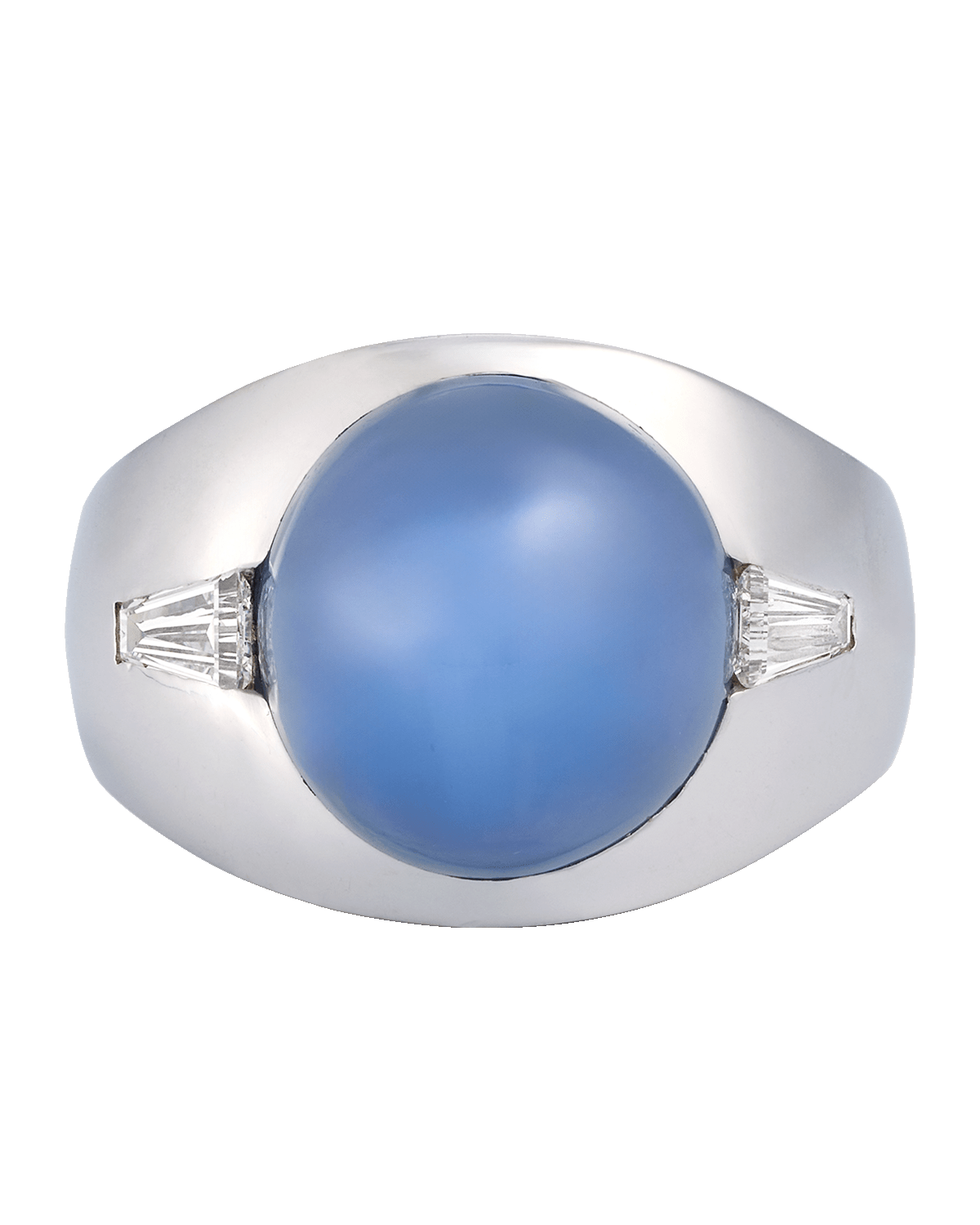 NM Estate Estate Gents 14K White Gold and Sapphire Gypsy Ring