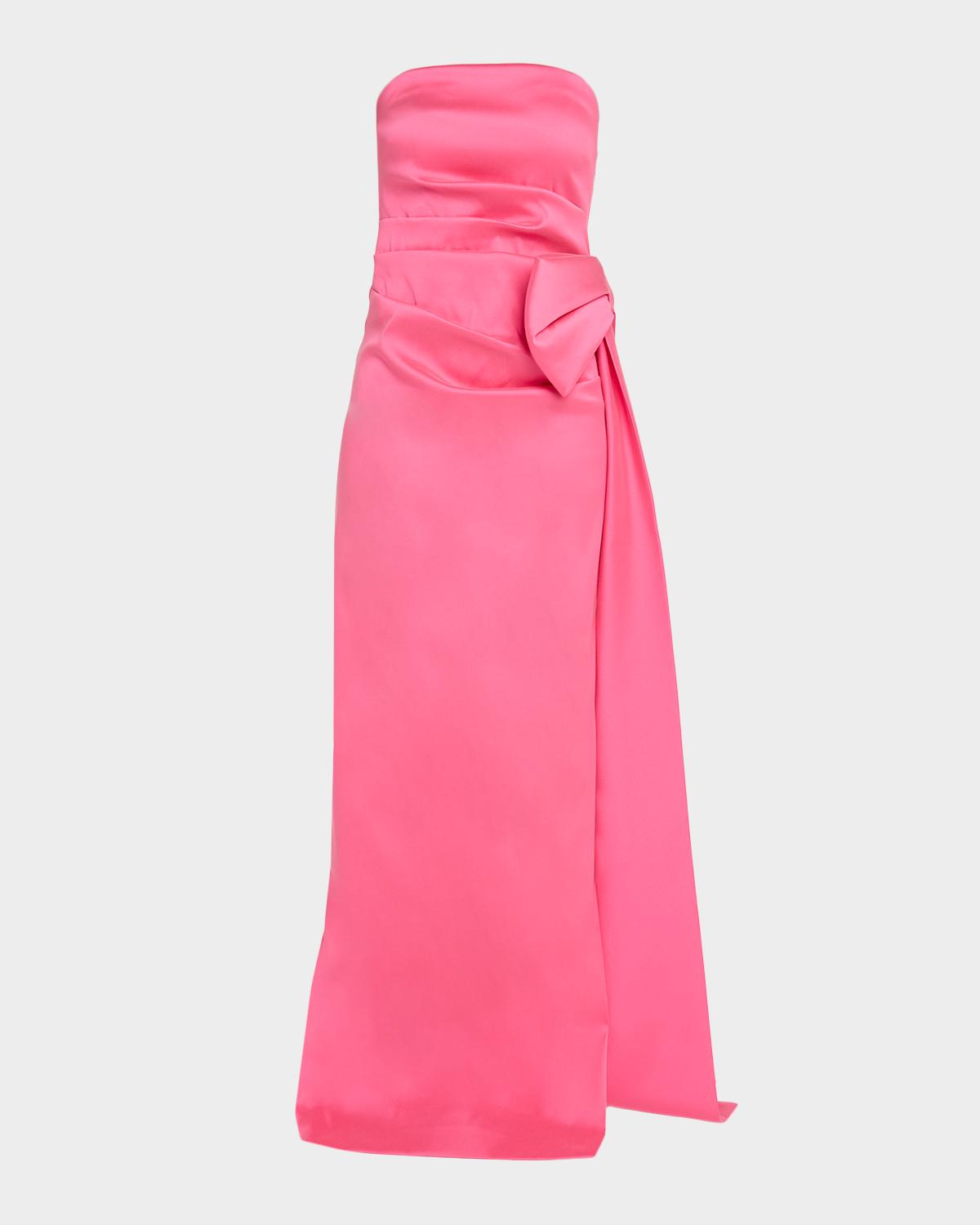 Rickie Freeman for Teri Jon Strapless Side-Bow Mikado Column Gown