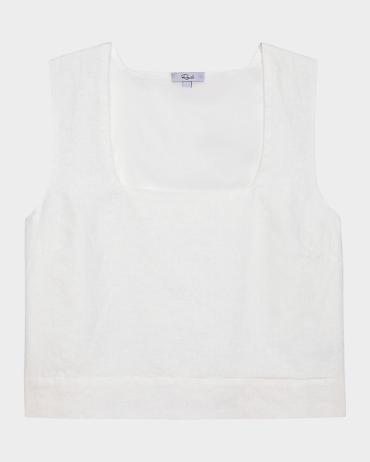 Rails Akira Square-Neck Linen Crop Top