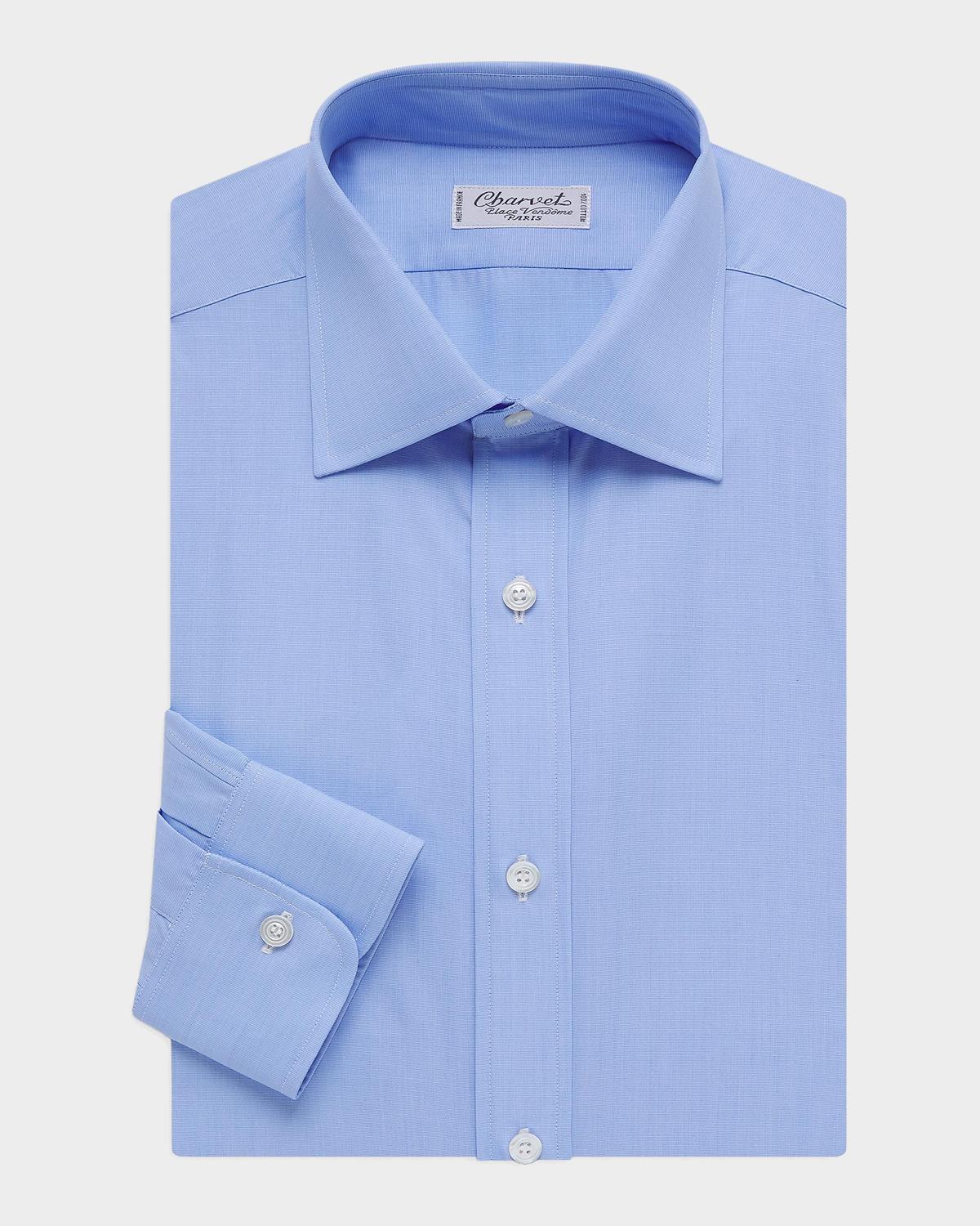 Charvet Men's Solid Cotton Barrel-Cuff Dress Shirt