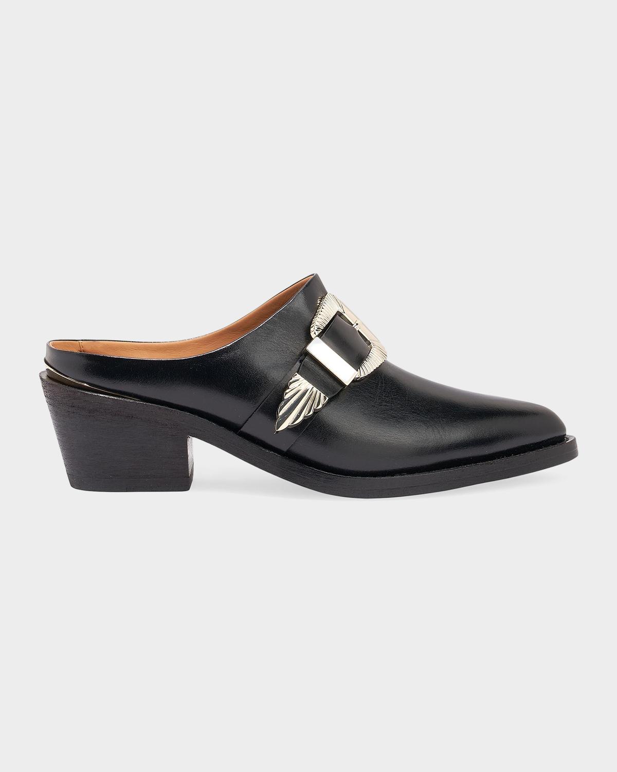 Moll 55MM Buckle-Detailed Leather Mules