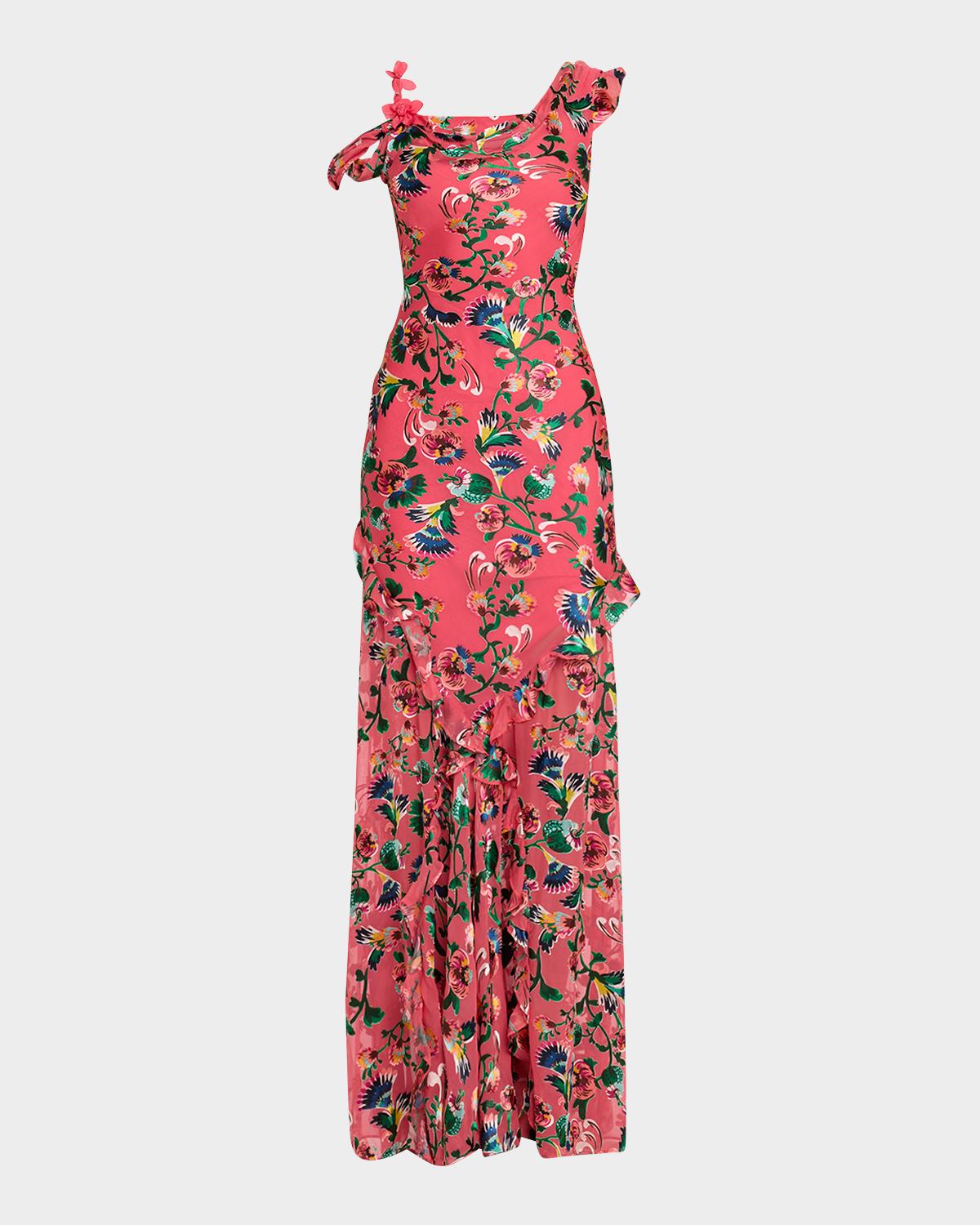 Saloni Seema Floral Silk Chiffon Maxi Dress