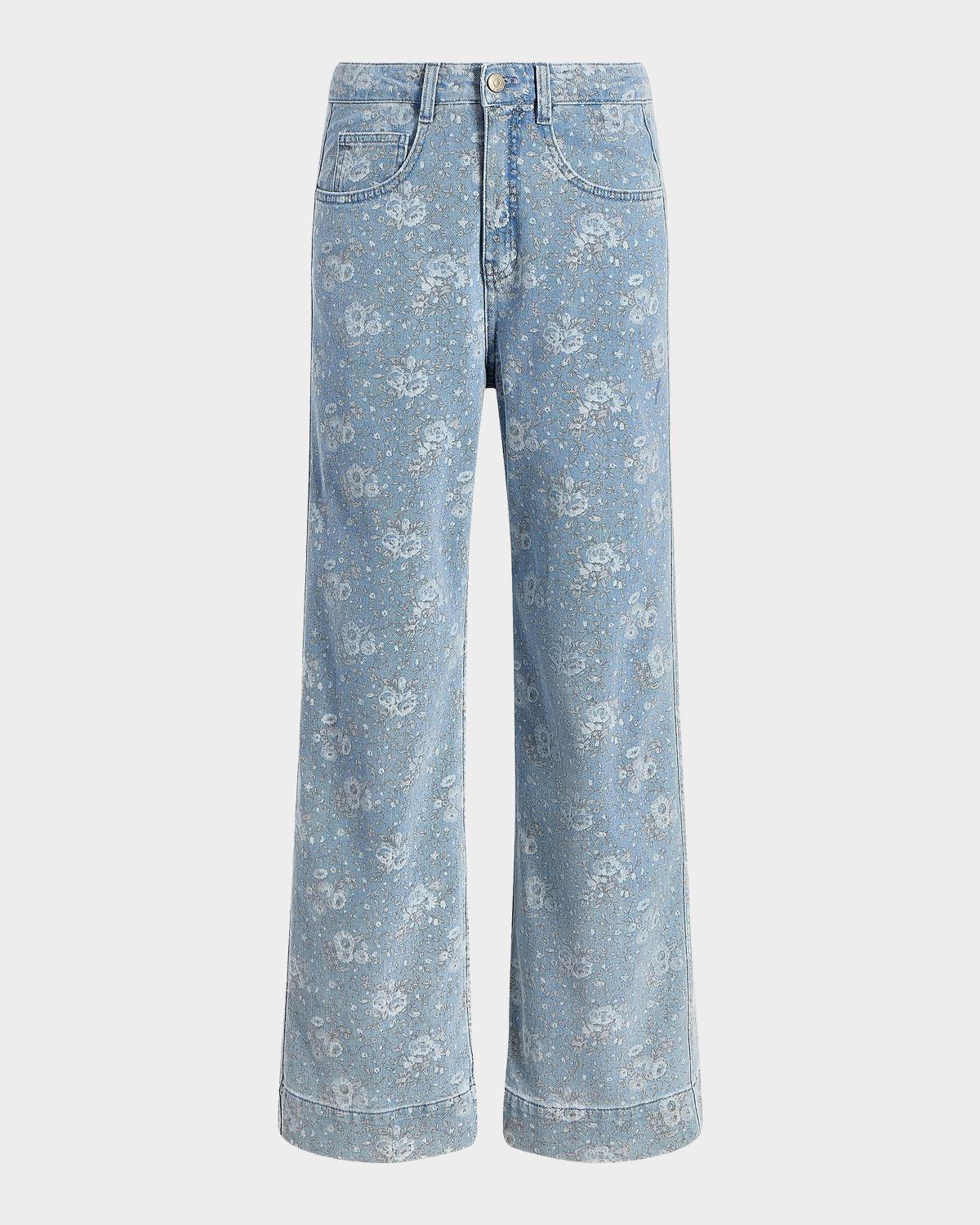 Likely Betsy Bouquet-Print Wide-Leg Jeans
