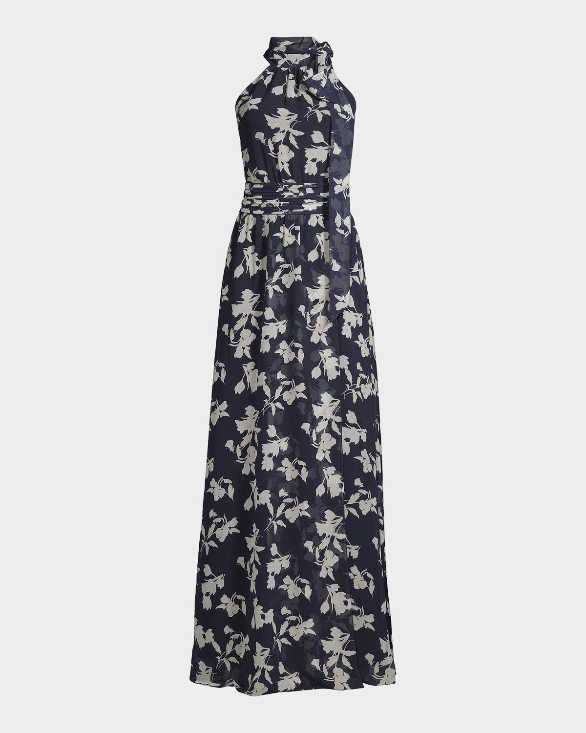 SACHIN BABI Kayla Floral High-Neck Gown