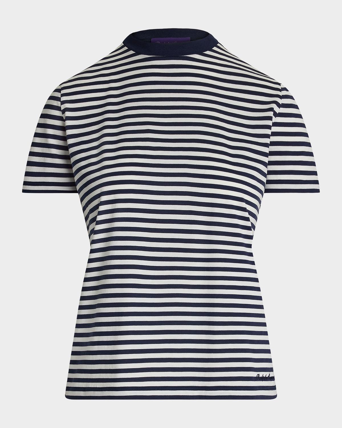 Ralph Lauren Collection Hallie Striped Cotton Jersey Tee
