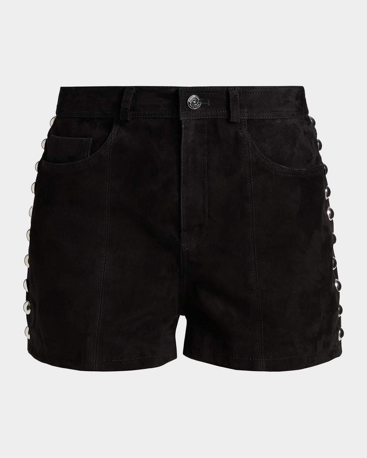 Likely Shannon Studded Suede Mid-Rise Shorts